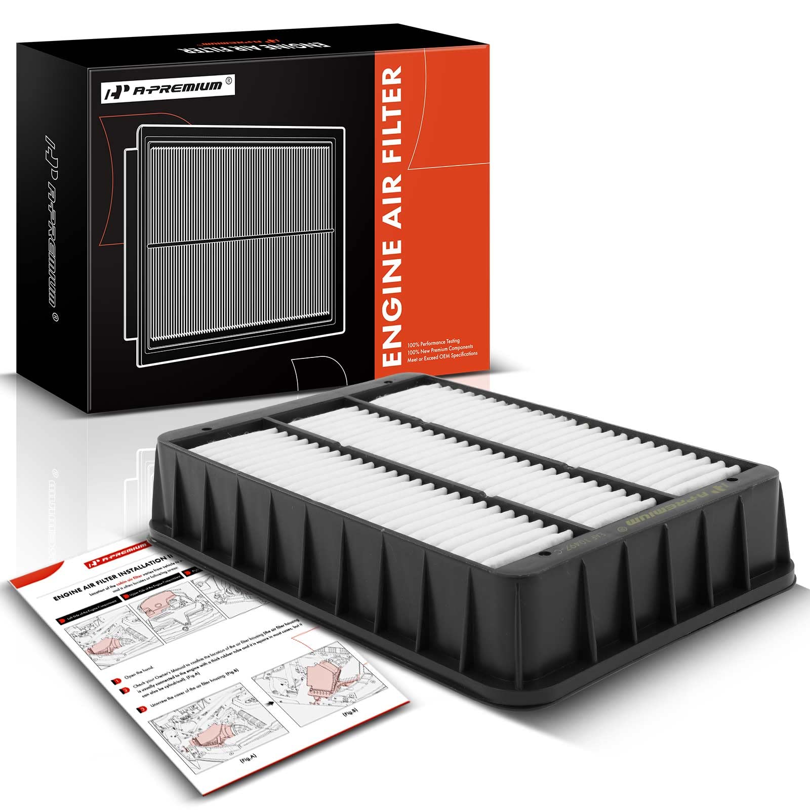 A-Premium Engine Air Filter Compatible With Mitsubishi Lancer, Outlander, Outlander Sport, 2007-2015, Replace# 1500A023