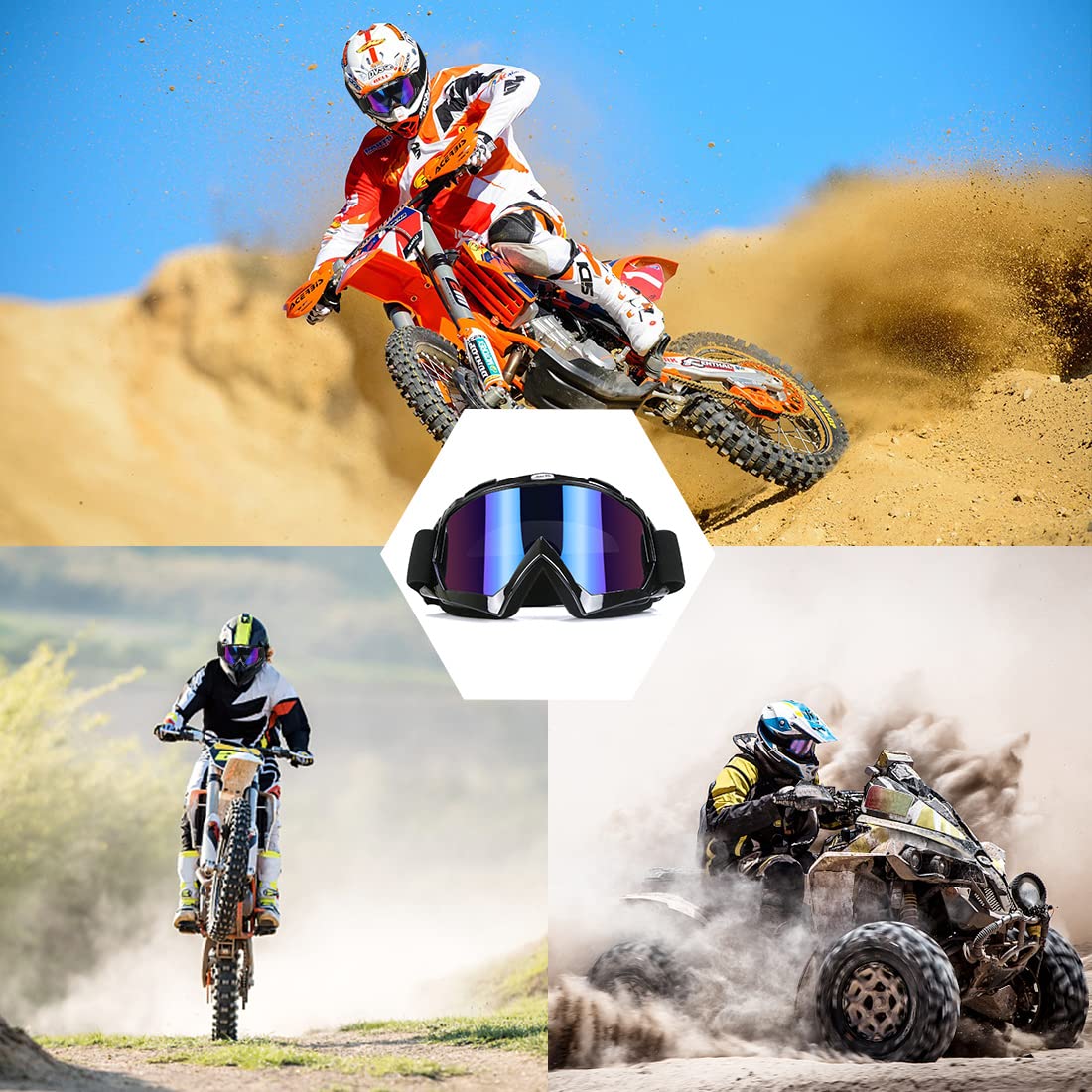 Jamiewin Motocross Goggles For Atv Dirt Bike Motorcycle Utv Mx Offroad Riding - Anti Uv Dustproof Anti Fog Racing Skiing Goggles