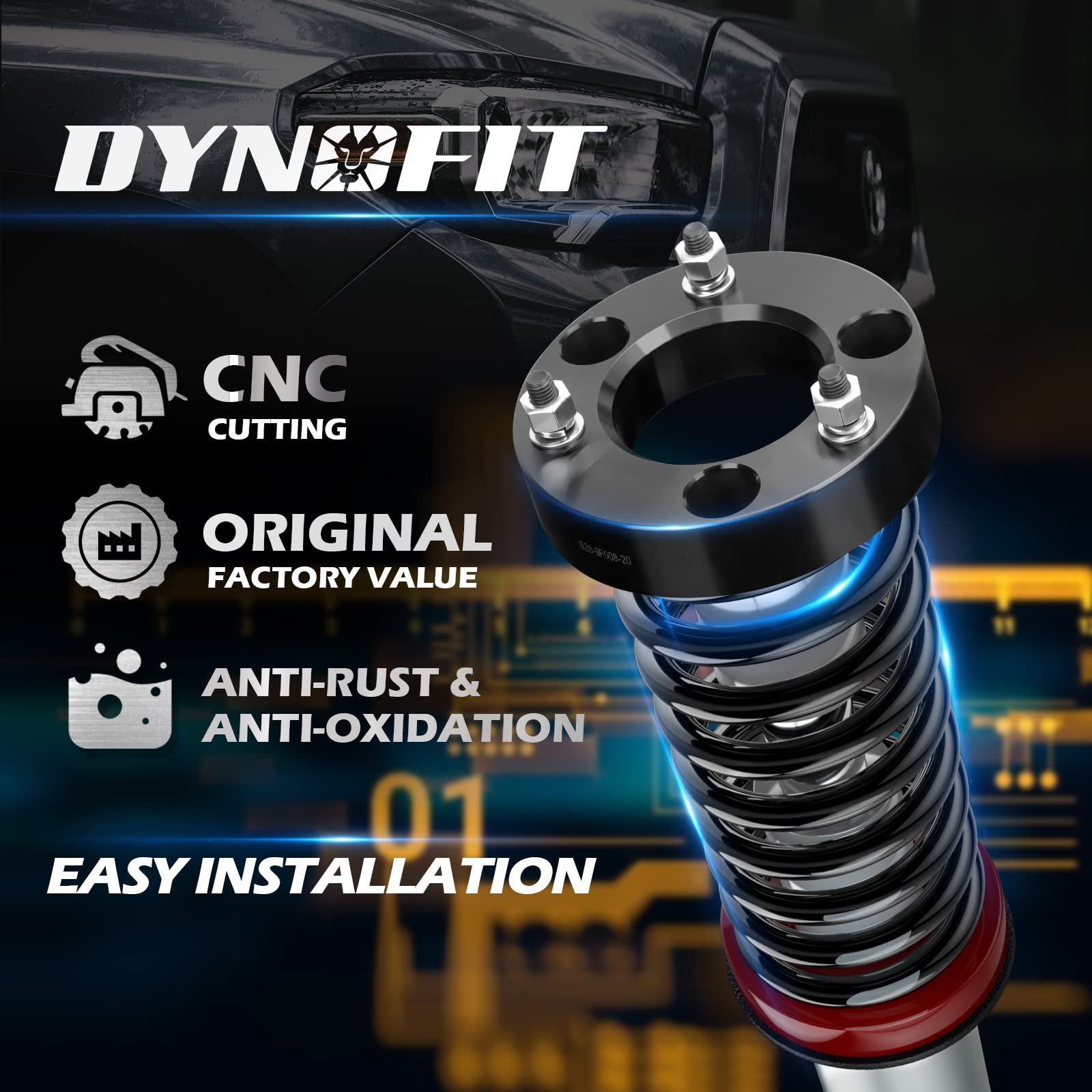 Dynofit 2.5 In Front Leveling Lift Kits For 2004-2023 F150 Xlt Fx4 Lariat Etc 4X4 2Wd, 2.5'' Raise F-150 Strut Spacers 4Wd 2Wd,