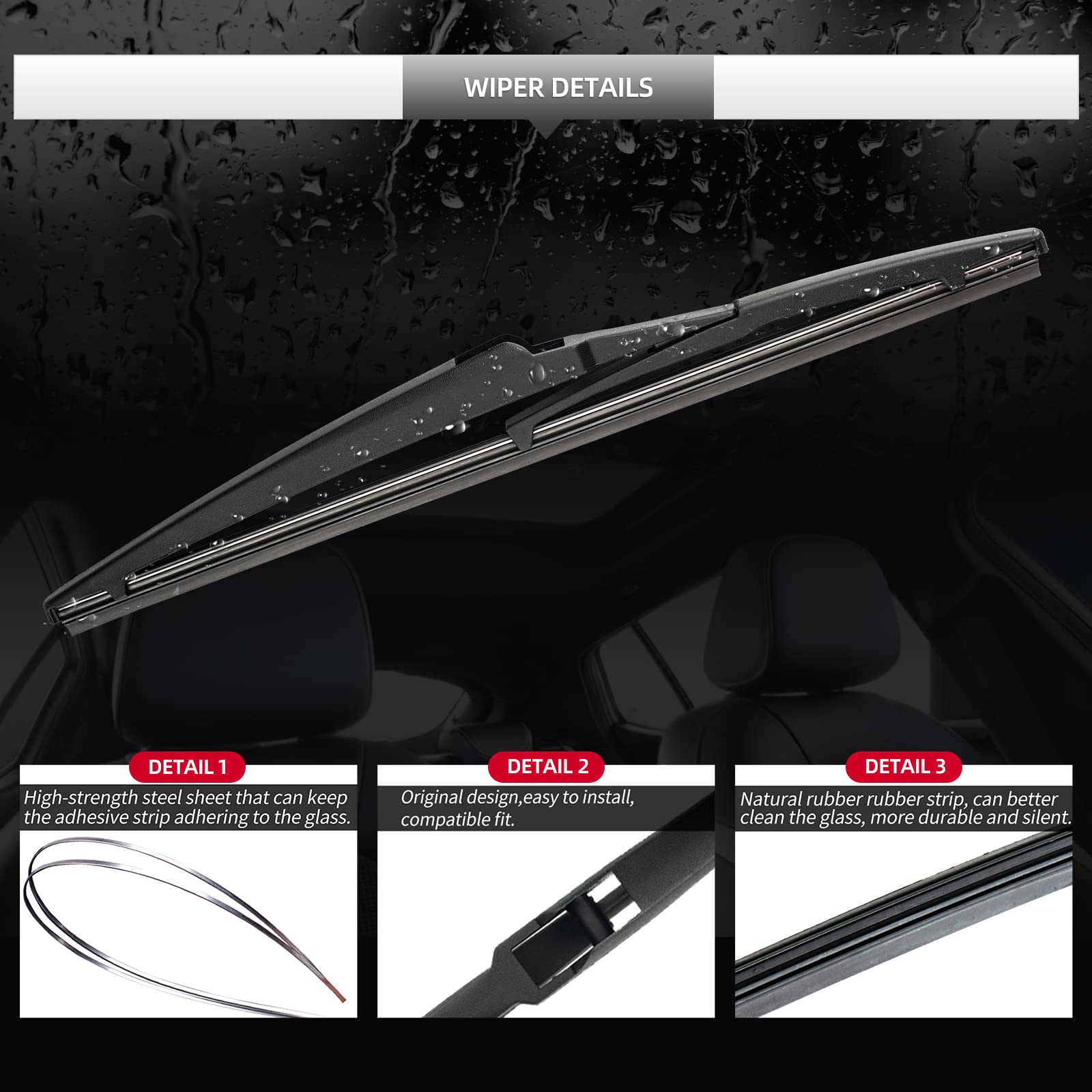 GARDIMU Rear Wiper Blade Assembly for Toyota RAV4 2019-2025, Back Windshield Wiper Blades and Arm Set
