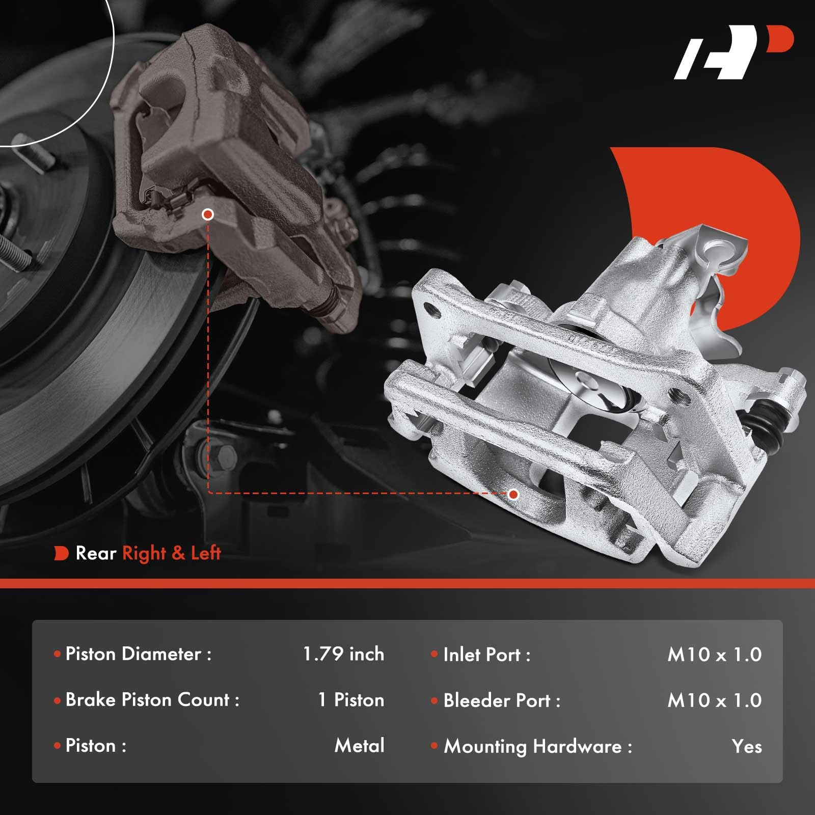 A-Premium Rear Disc Brake Caliper Assembly with Bracket Compatible with Select Chrysler, Dodge, Ram and Volkswagen Models - Town