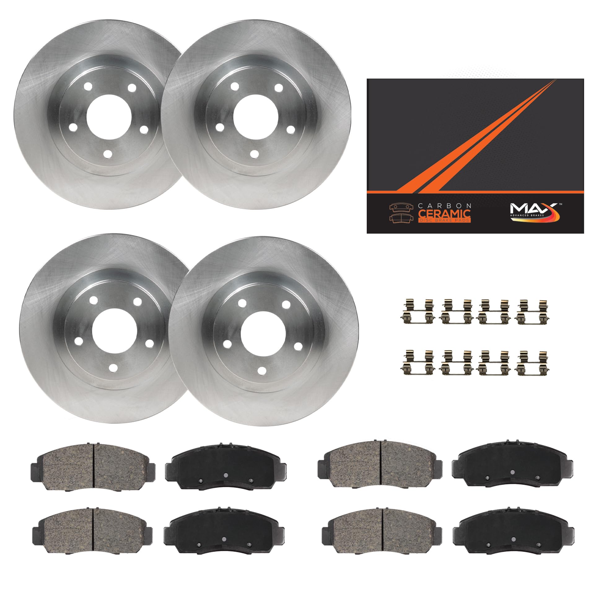 Max Advanced Brakes Front & Rear Brake Kit Compatible With 2012 2013 2014 2015 2016 2017 2018 Toyota Prius V Replacement Premium