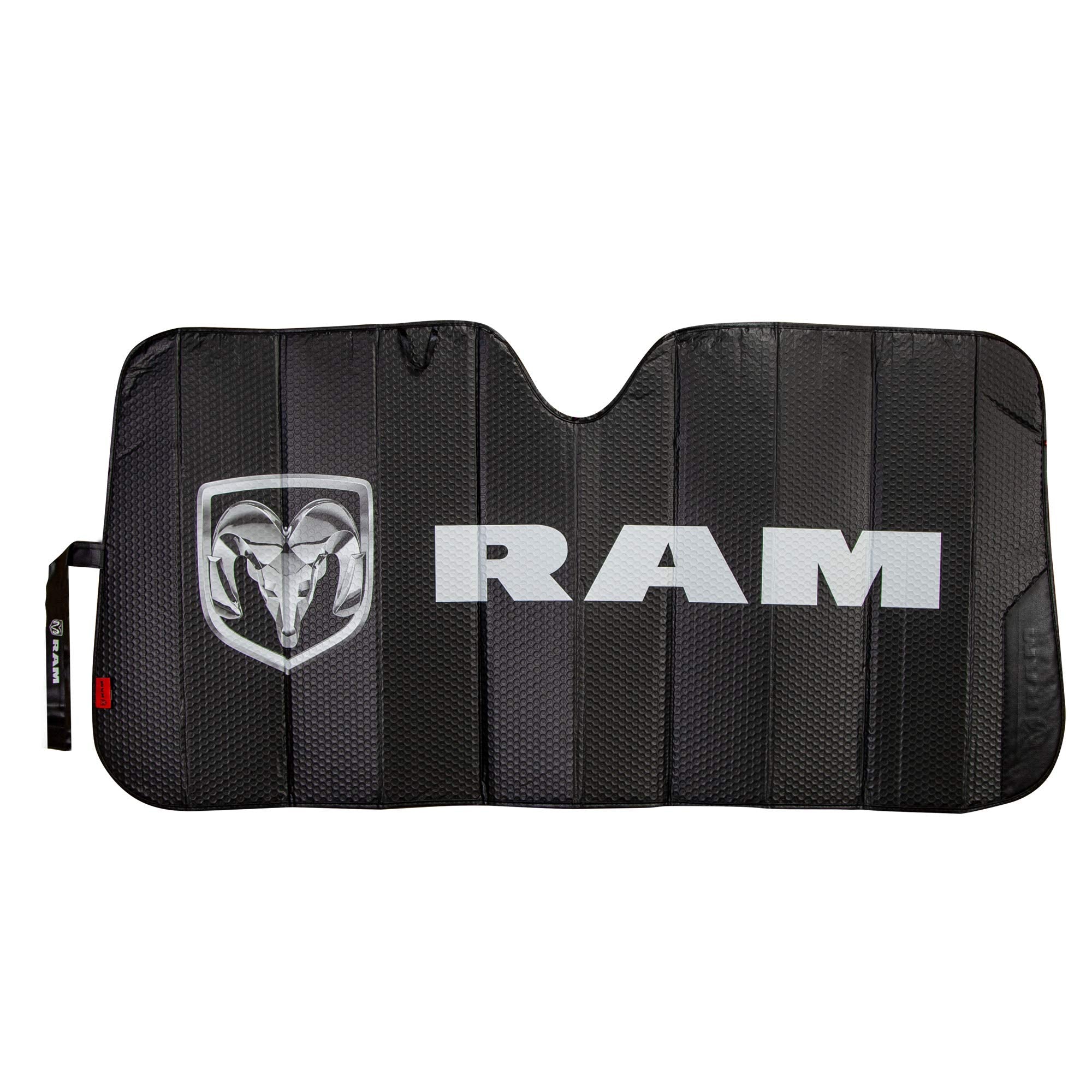 Plasticolor 003860R01 Ram Logo Black Matte Finish Front Windshield Accordion Sunshade