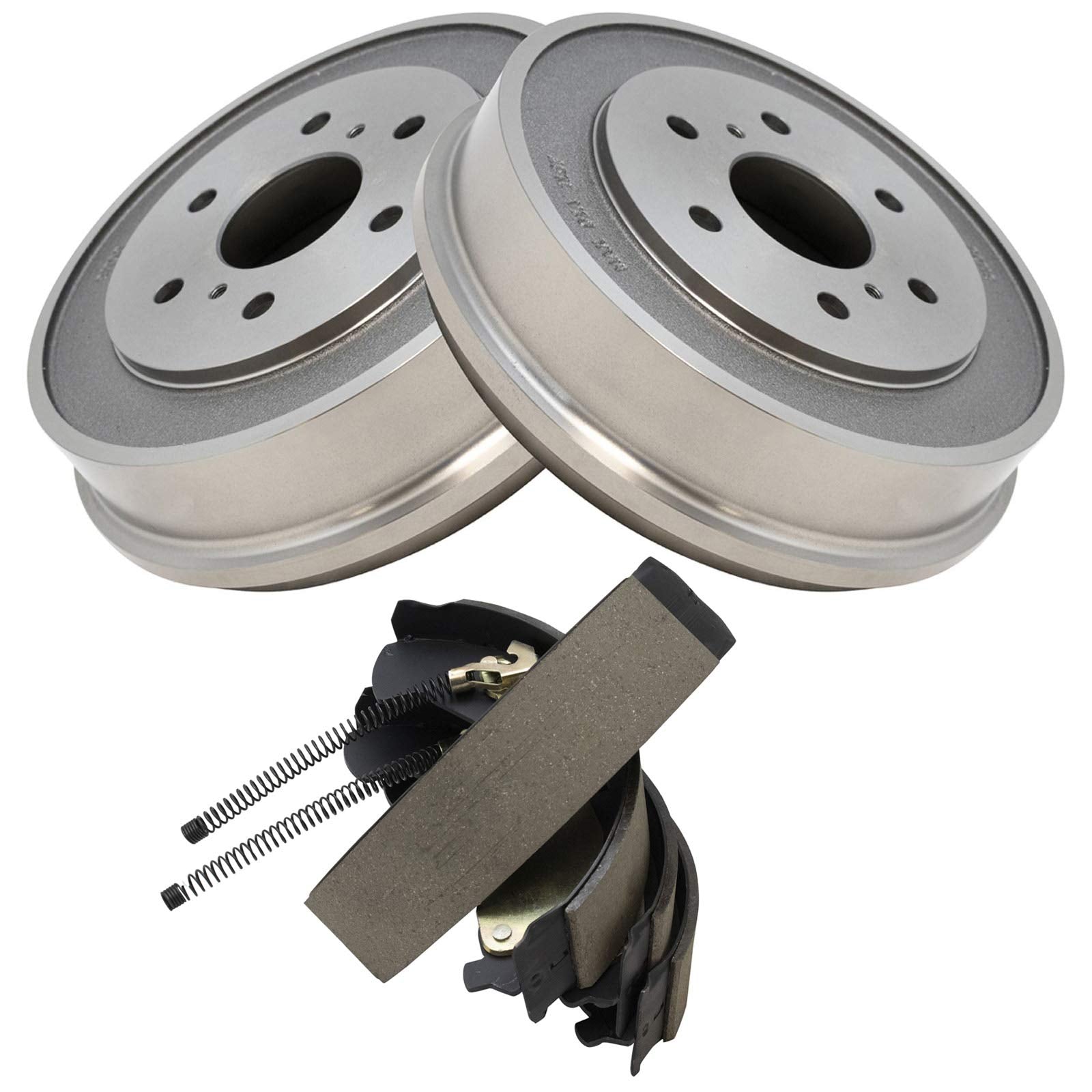 TRQ Rear Brake Drum & Shoe Kit Sides Compatible with Chevy Silverado GMC Sierra 1500