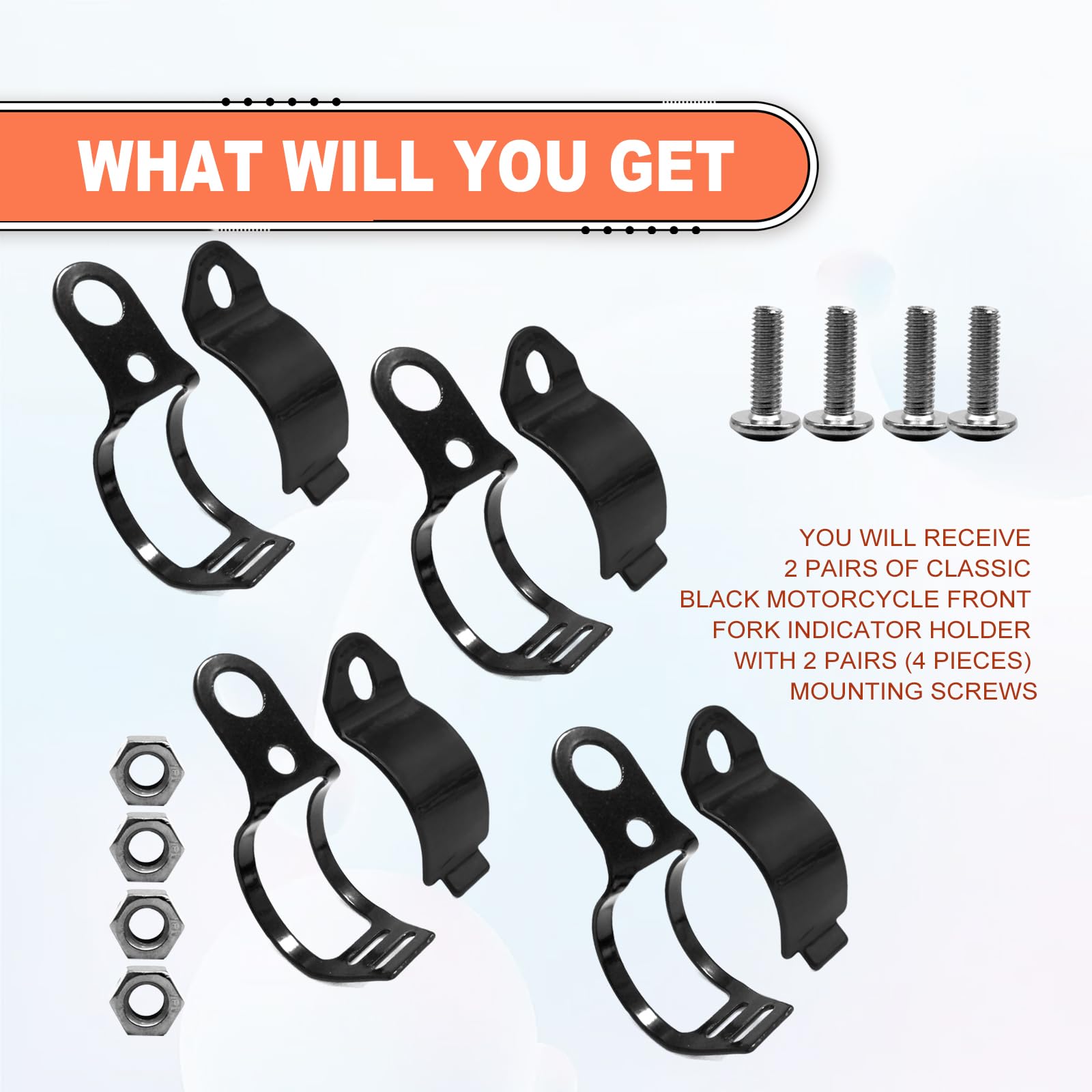 2 Pairs Aluminium Alloy Motorcycle Fork Indicator Brackets, Universal Motorcycle Turn Signal Light Indicator Blinker Mount Brack