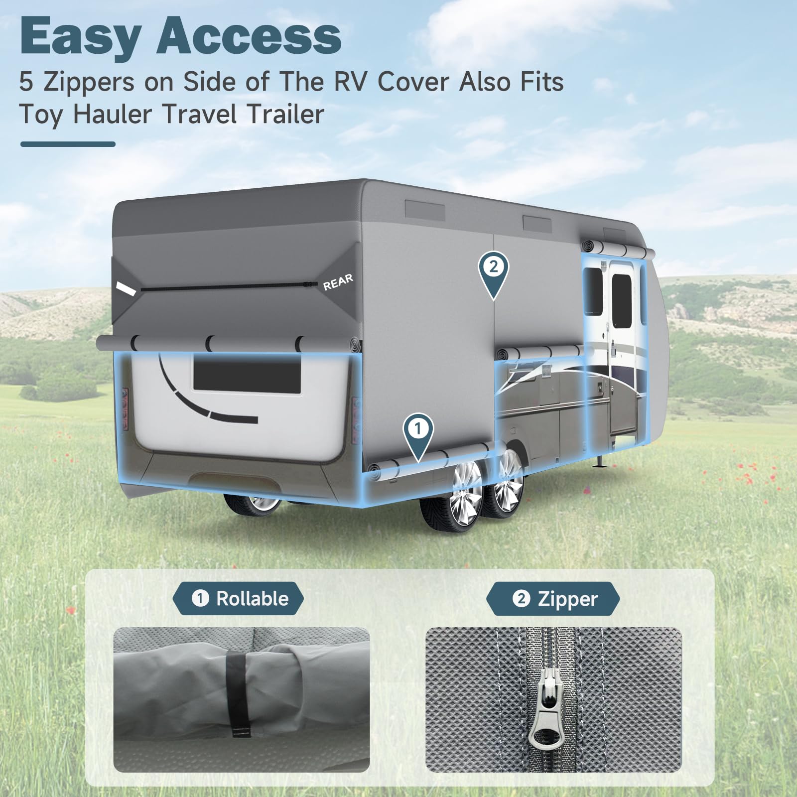 Umbrauto Rv Cover 18-20Ft: 7 Layers Travel Trailer Cover, Waterproof Camper Cover, Toy Hauler Cover With Tongue Jack Cover, Extr