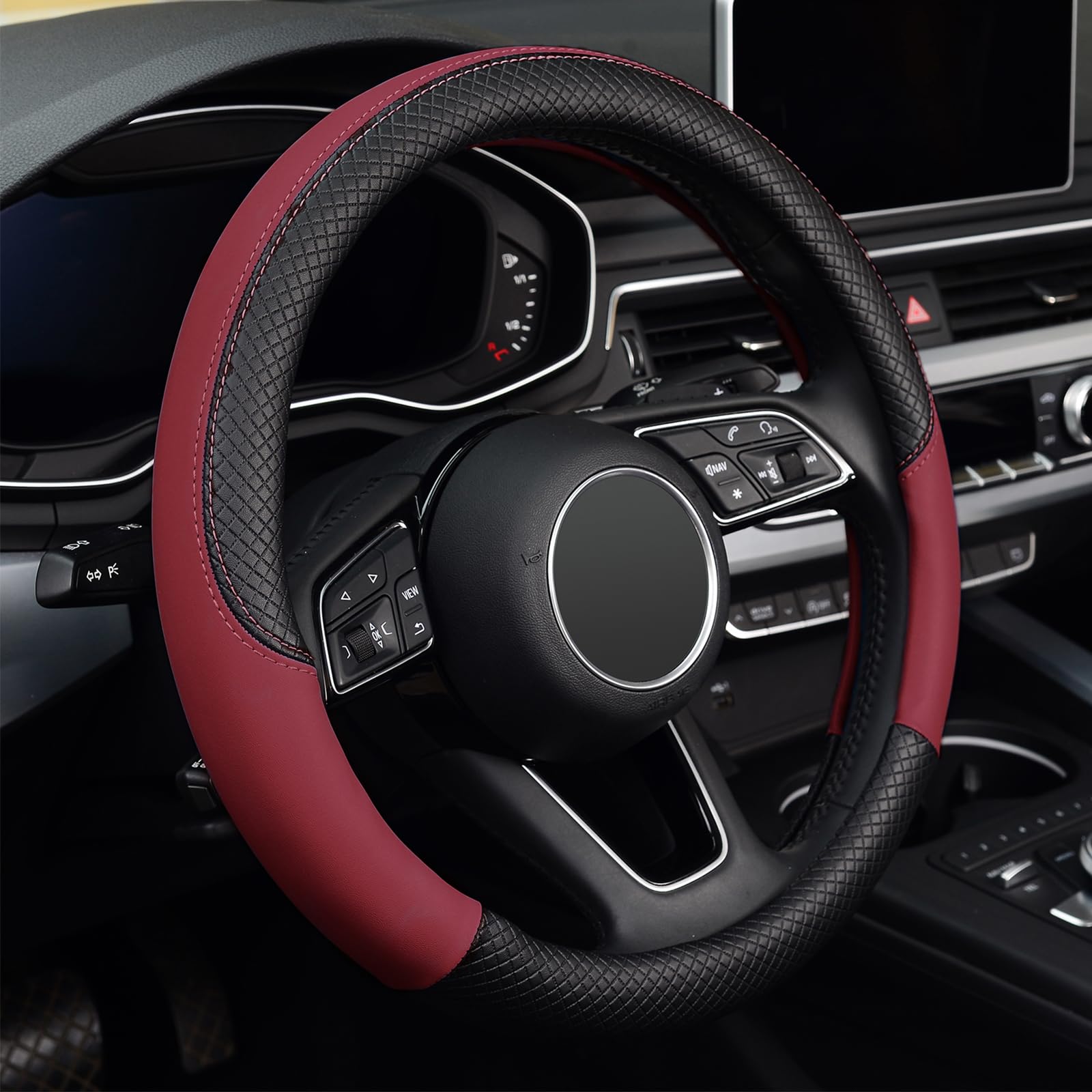 Labbyway Steering Wheel Cover, Universal 15 Inch Microfiber Leather Car Wheel Protecto, Skidproof, Stable, Warm In Winter And Co