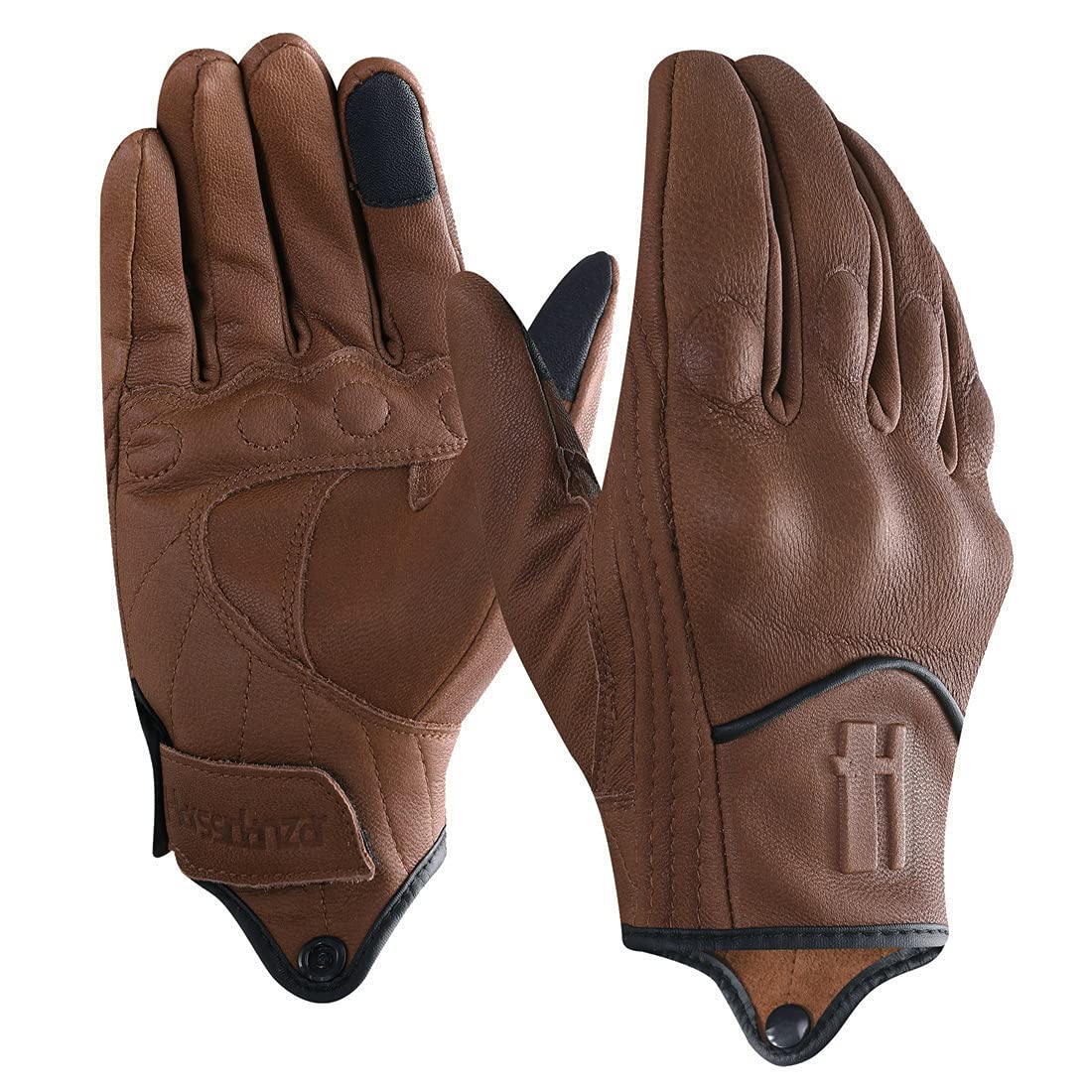 Harssidanzar Motorcycle Gloves For Men,Leather Touch Screen Riding Driving Gloves Gm028,Saddle,Size Xxl