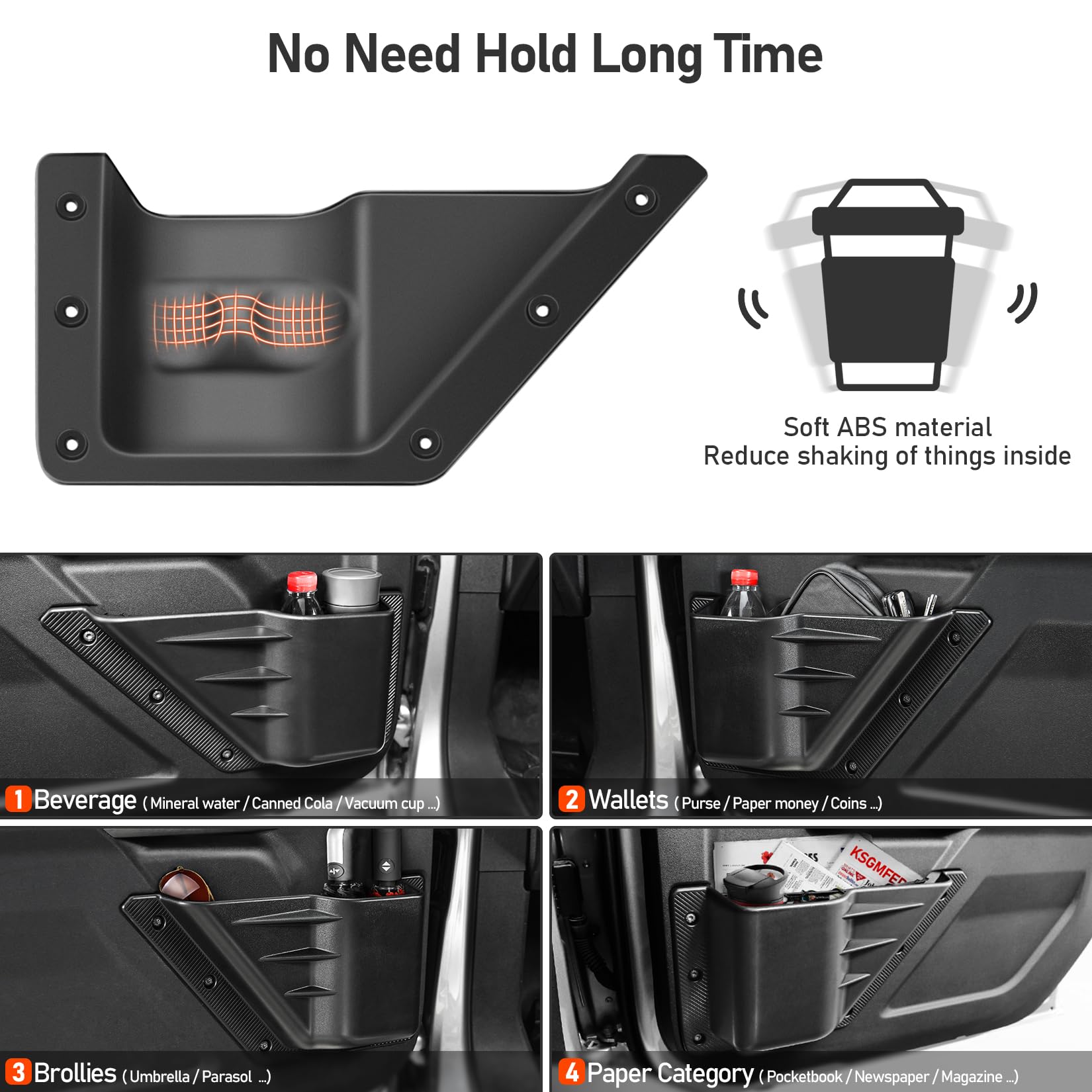 Lepz 2Pcs Front Door Storage Pockets For Ford Bronco Accessories 2024 2023 2022 2021,Door Side Organizer Box Compatible For Bron