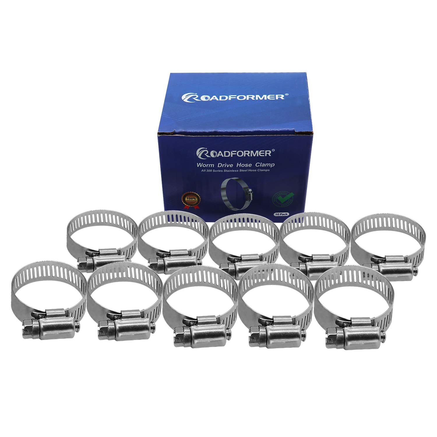 Roadformer 0.5'' Worm Gear Hose Clamp - Sae 8 Size, Full Stainless Steel With 1/2'' Band Width, Working Range 11Mm - 23Mm Hose C