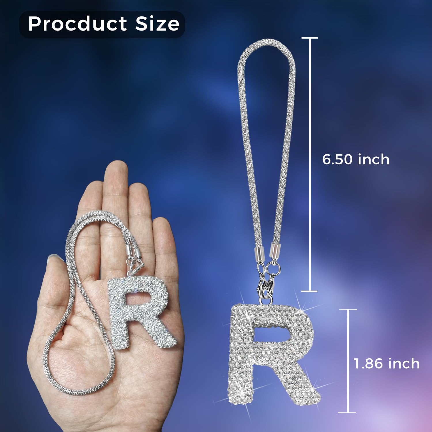 Bling Car Accessories For Women Letter Charm, Rear View Mirror Ornament Cute Hanging Crystal Pendant Girl Car Decorations, Lucky