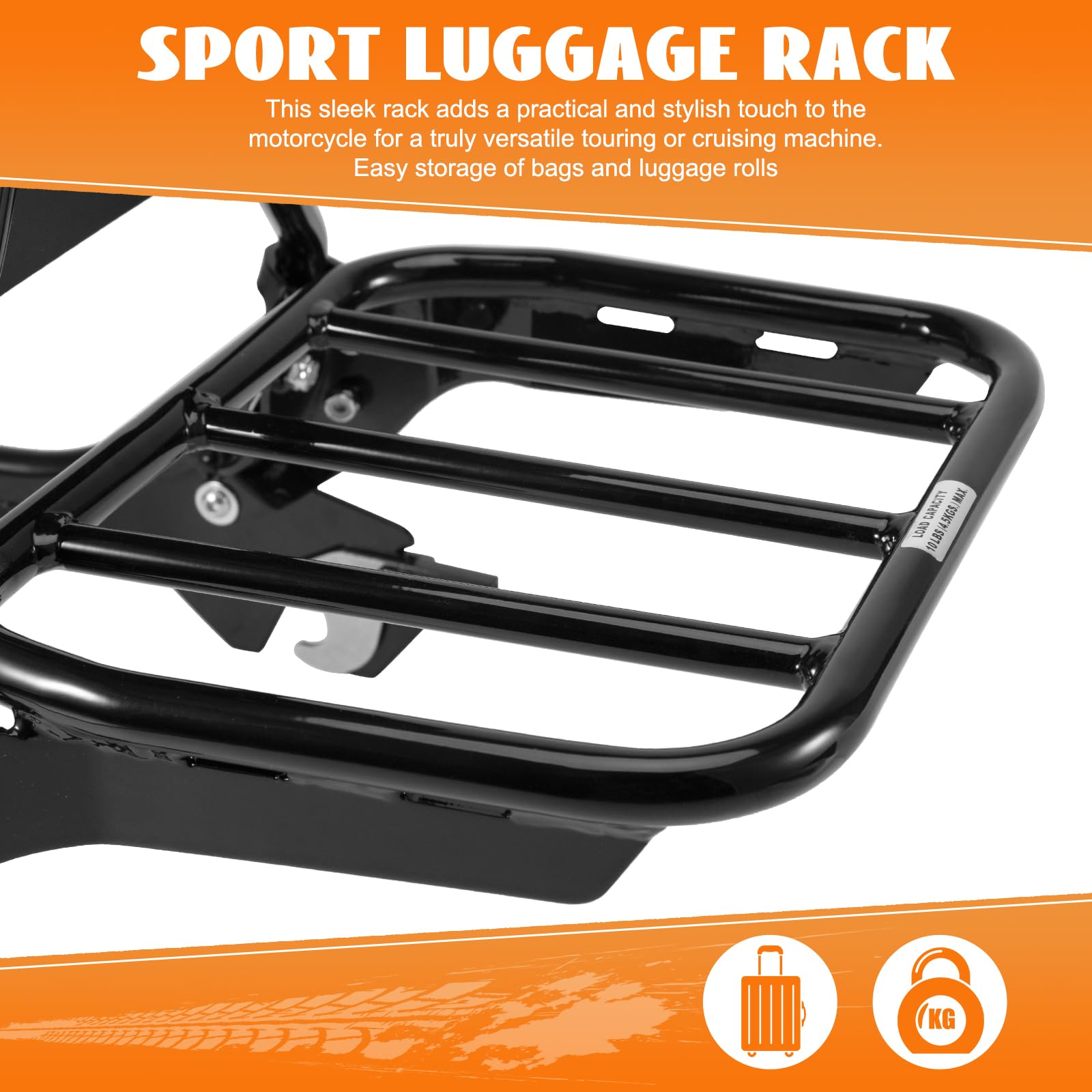 Eumti HoldFast Sissy Bar for Harley Softail Fat Bob 114, Gloss Black, Heavy-Duty Metal, Model LC-132, Detachable Backrest with Luggage Rack