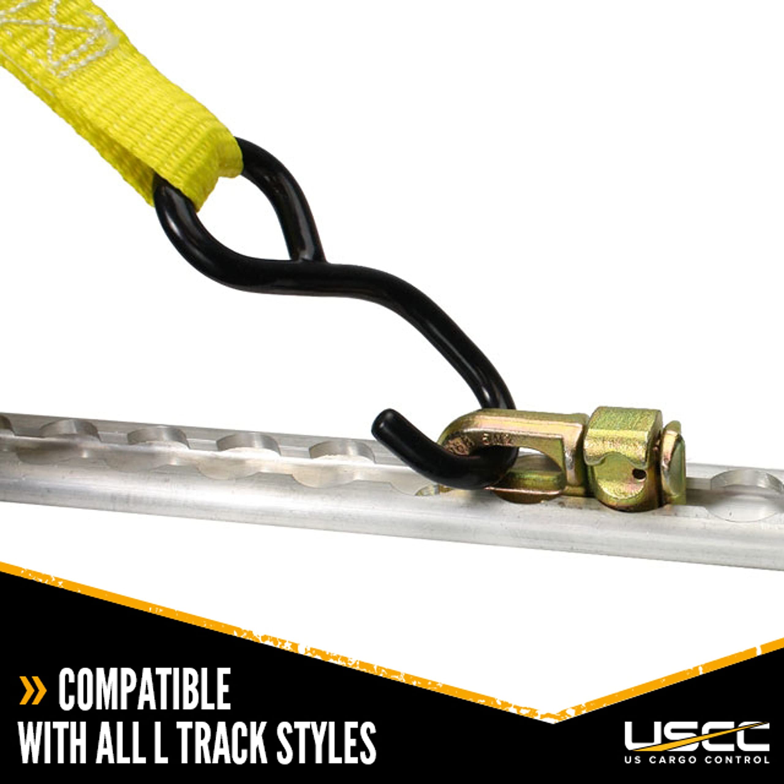 US Cargo Control L Track Double Stud Fitting, 1,666 lb Working Load Limit, Gold, 4 Pack - Instant Tie-Down Point for Trucks & Trailers