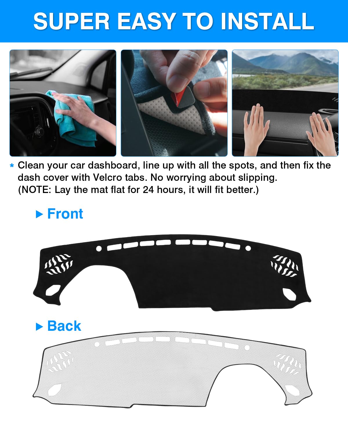 Autorder Dashboard Cover Mat for Toyota GR86/Subaru BRZ 2022-2026, Flannel Sunshade UV Protector, Model QCYPBGD349-L