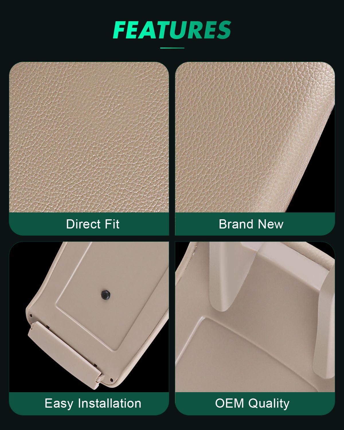 Scitoo Auto Beige Armrest Center Console Lid Skin Cover With Base Replacement Fit For 2000-2008 For Audi A4 A6 S4
