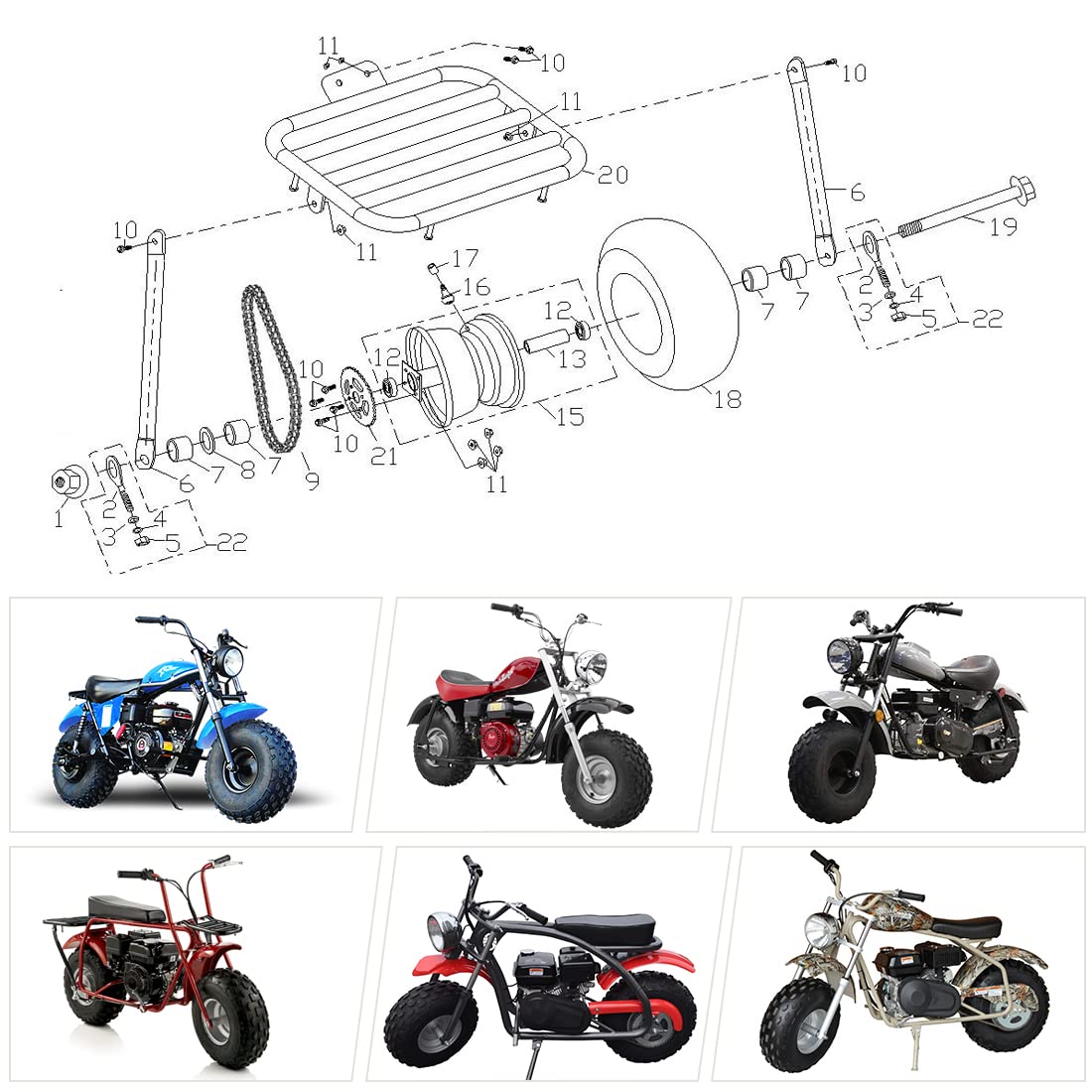 YOXUFA 420 Chain 50T Tooth 40mm Rear Drive Sprocket for Coleman BT200X CT200U Trail 200 CT200U-EX Baja Warrior Heat Massimo MB16