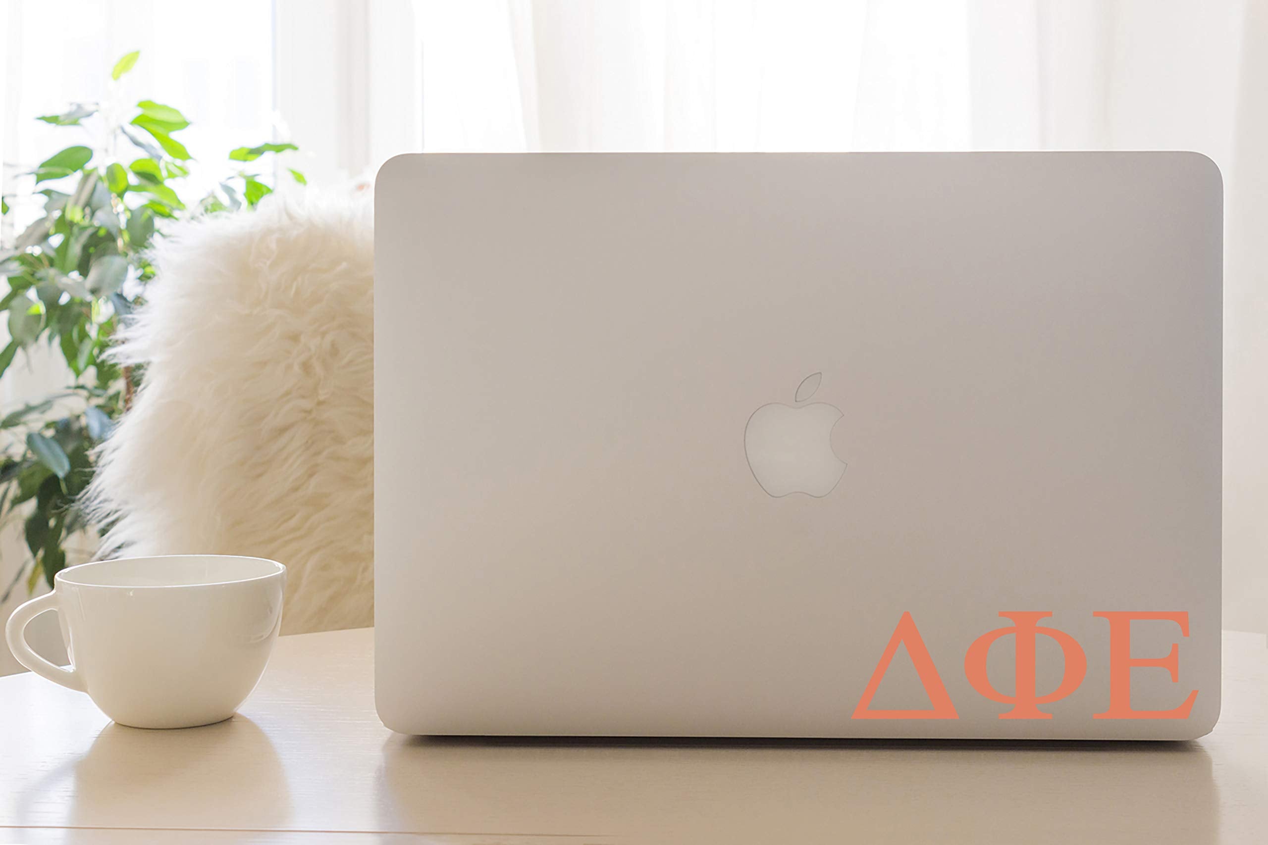 Pro-Graphx Delta Phi Epsilon Greek Sorority Sticker Decal, 2.5 Inches Tall, Coral