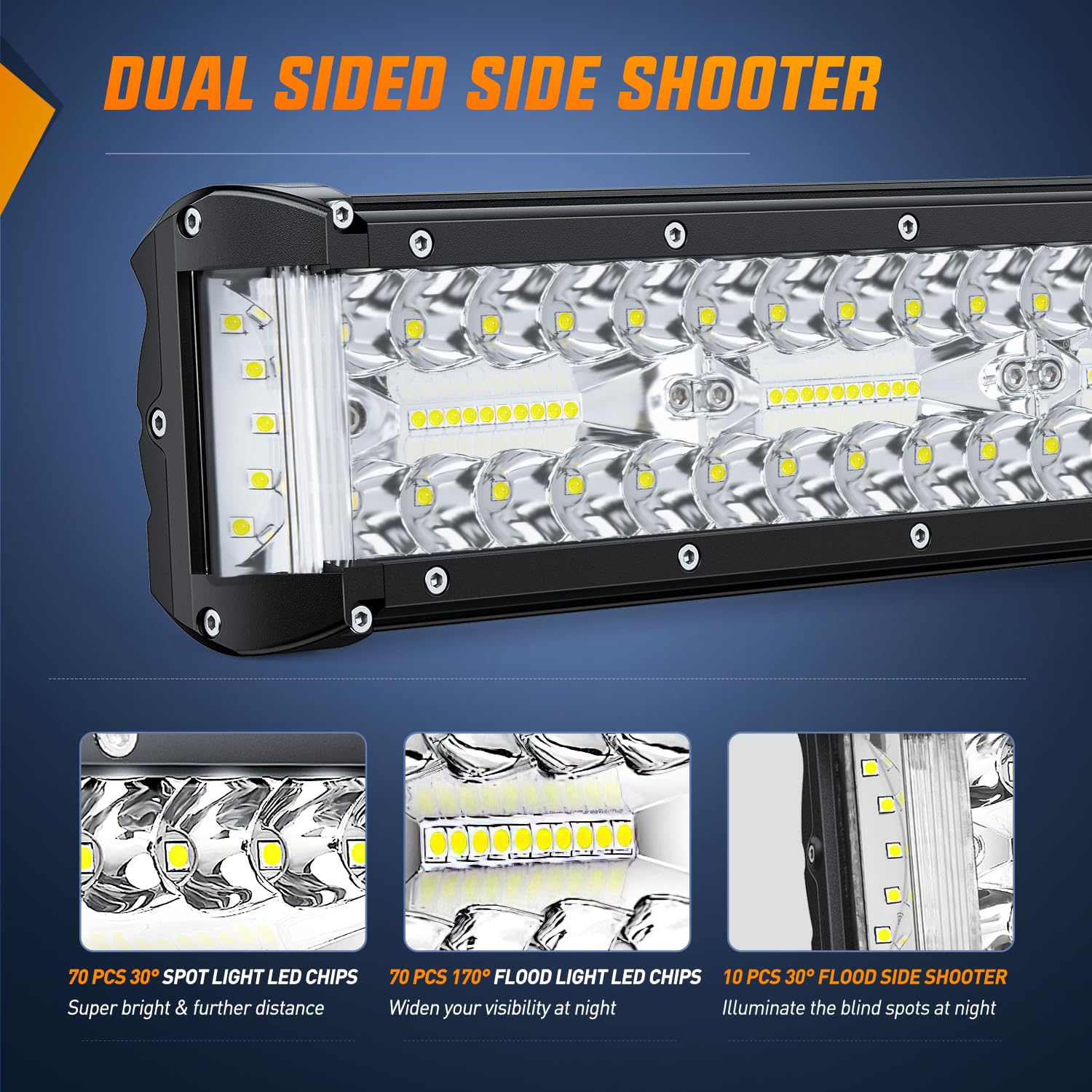 Nilight Side Shooter Led Light Bar 20 Inch Triple Row Spot Flood Combo Lights Work Lighting With 5Pin Rocker Switch Wiring Harne