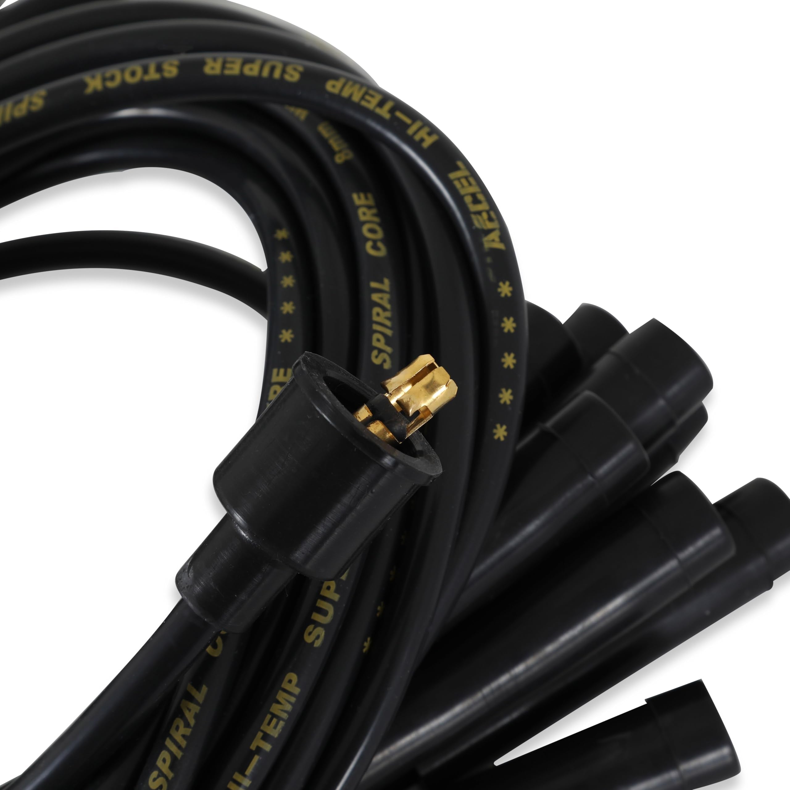 Accel 5040K Super Stock Spark Plug Wire Set - 8Mm - Universal - Black Wire With Black Straight Boots