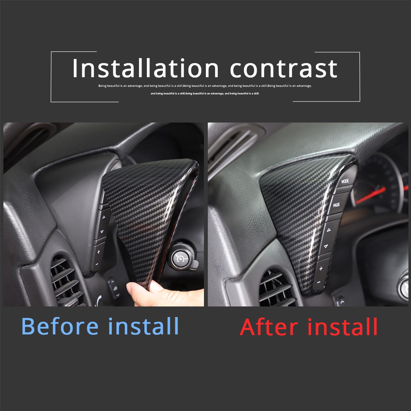 Piugilh Dashboard Button Switch Cover Trim For Corvette C6 2005-2013 Interior Accessories, Abs Dash Board Speedometer Bezel Cover Trim Frame Sticker, 2Pcs (Black)