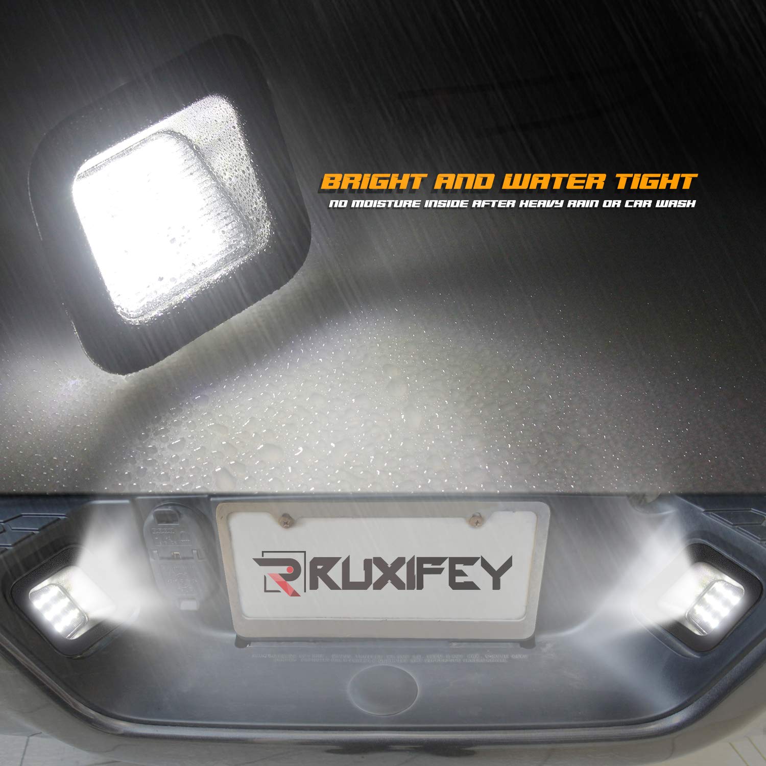 RUXIFEY LED License Plate Lights, 6000K White, with Metal Retainer Clips, Compatible with 2003-2018 Dodge Ram 1500 2500 3500