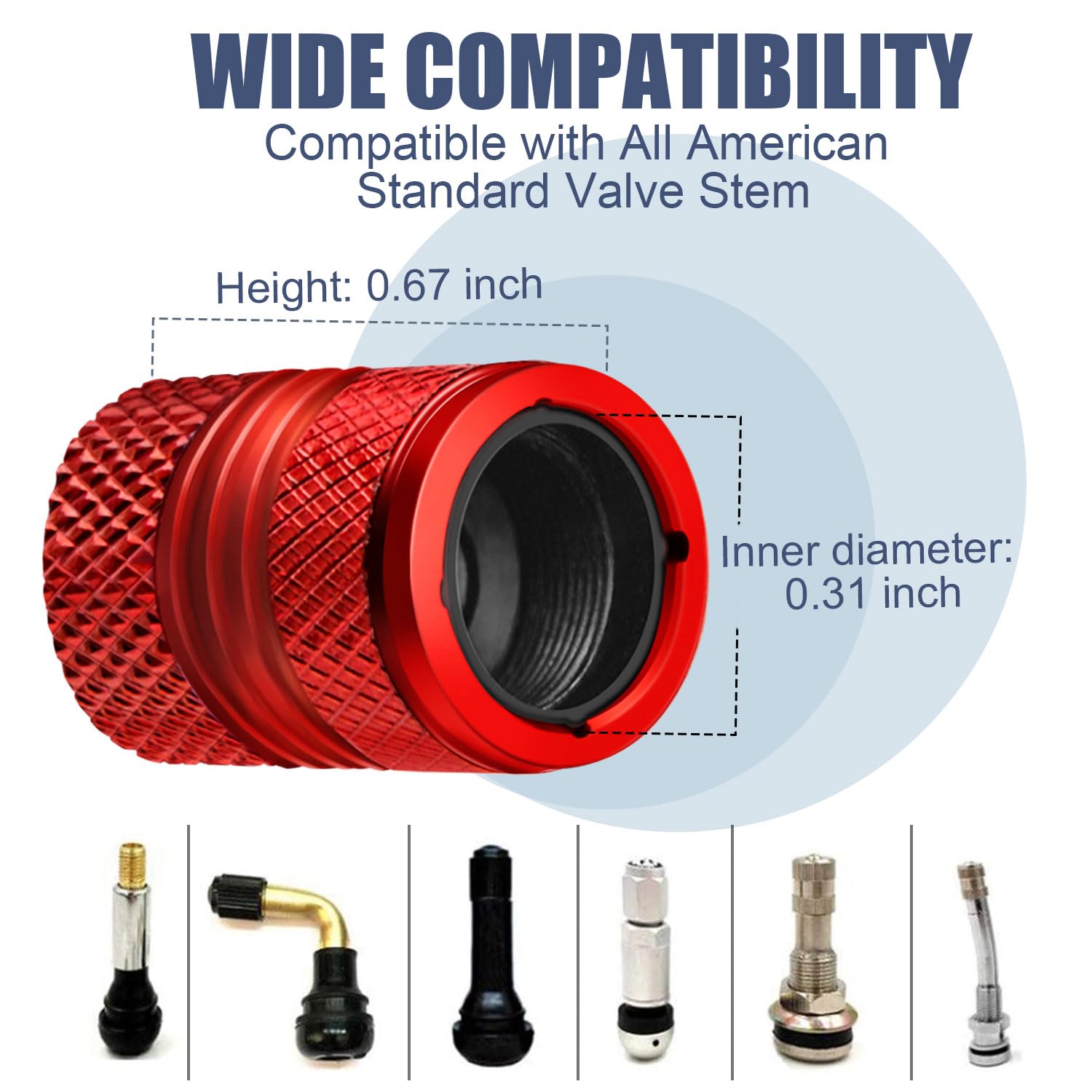 Tire Valve Stem Caps - 4 Pack Anti-Corrosion Premium Anodized Alloy Tyre Air Valve Caps N2 Nitrogen For Car Suv Bike Red