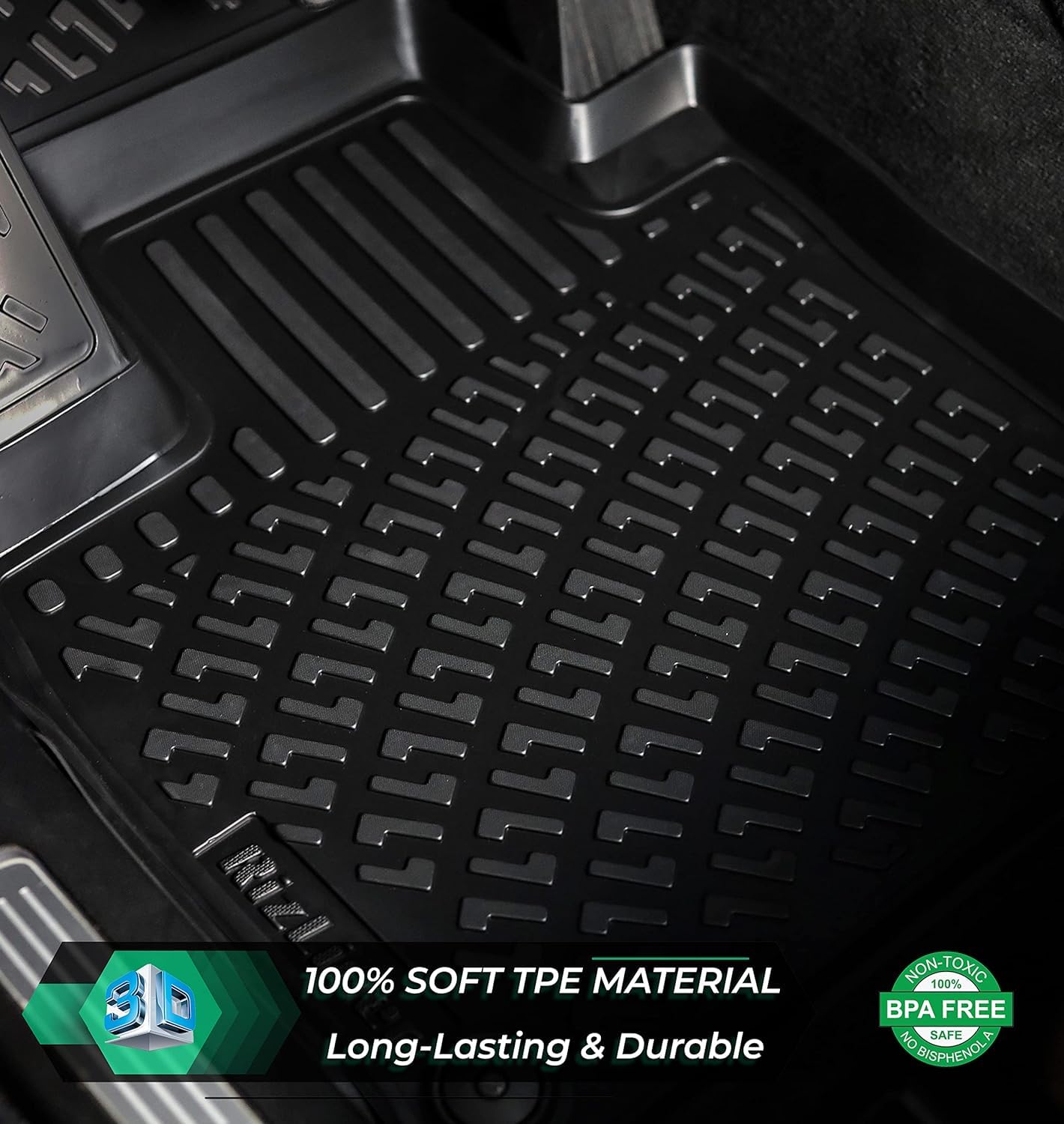 Rizliner Kia Sorento Hybrid 2021-2025 (No Gasoline Models) 7 Seats Floor Mats 3D Custom Fit Rubber Car Mats Laser Measured Floor