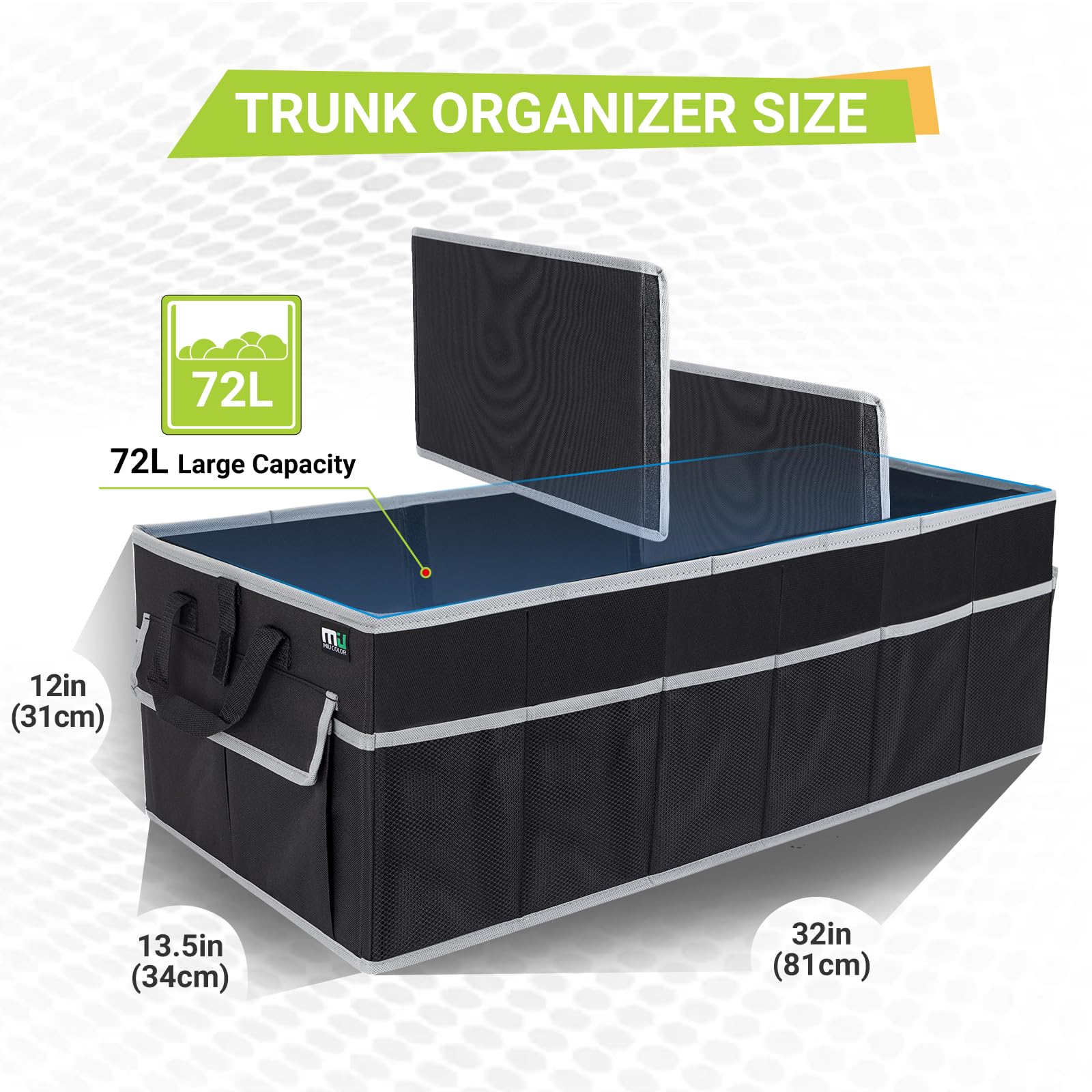 Miu Color Trunk Organizer For Suv (Black Gray, Large)