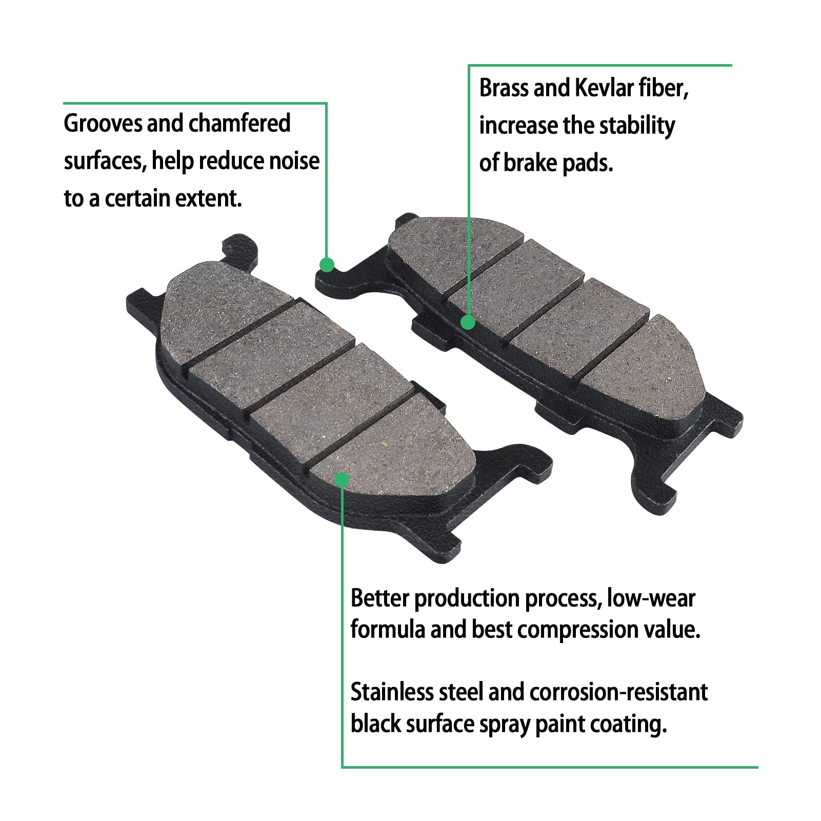 Locopow Front & Rear Brake Pads For Yamaha Vstar V Star 1100 Classic Custom Xvs1100 1999 2000 2001 2002 2003 2004 2005 2006 2007