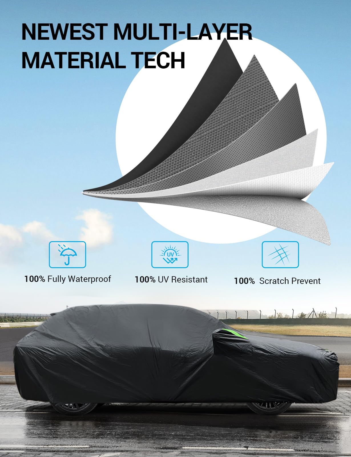 Proadsy 2025 Upgrade Suv Car Cover Compatible With Honda Pilot 2002-2024 2025 Windproof All Weather Waterproof Sun Rain Uv Dust