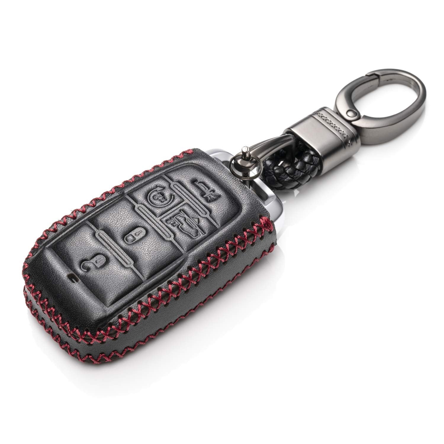 Vitodeco Genuine Leather Smart Key Fob Case Cover Protector - 5-Button With Suspension, Compatible With Ram 1500, 2500, 3500 (20