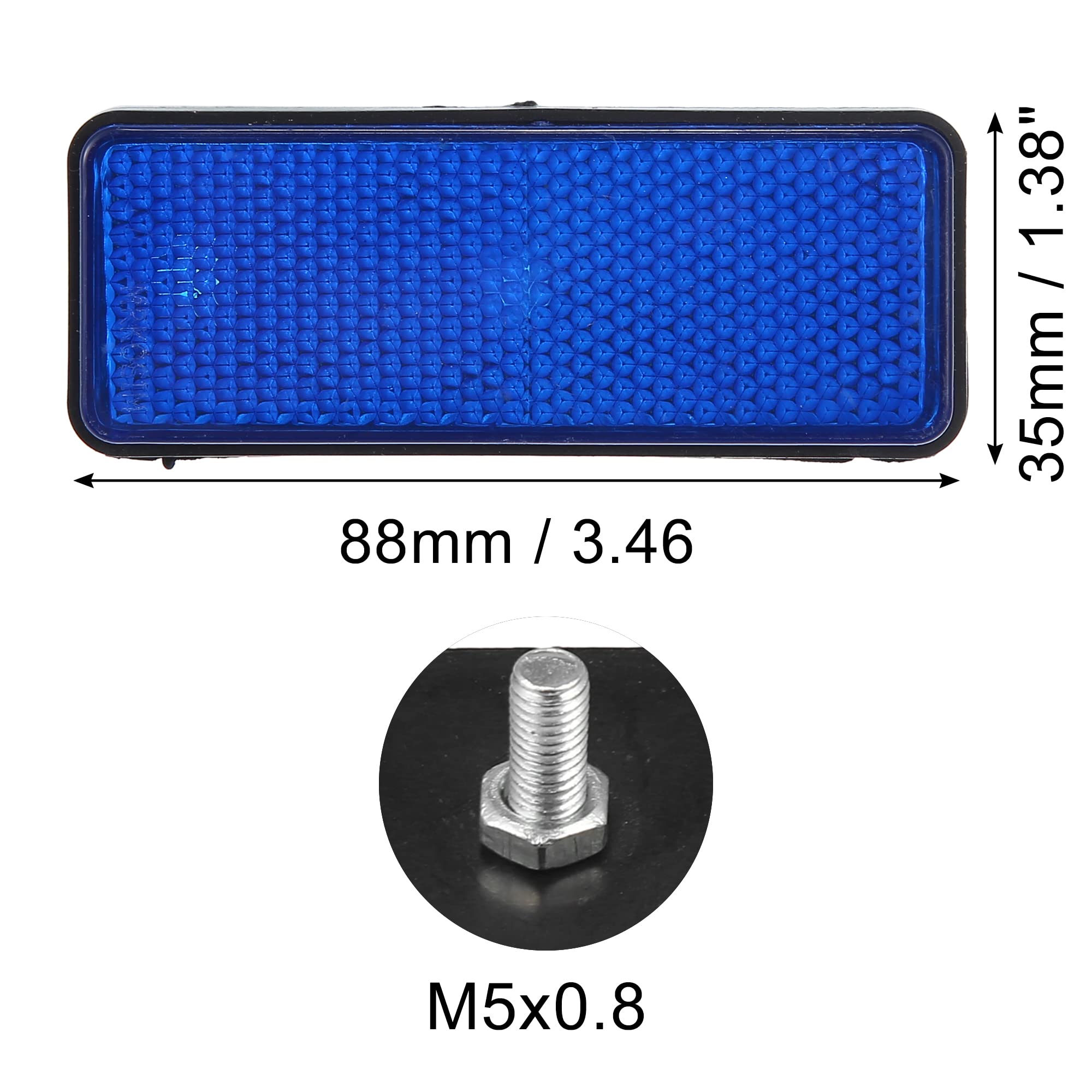 X Autohaux 2 Pcs Universal Rectangle Shape Reflector For Motorcycle Garbage Cans Car Trailer Truck And Bike Blue