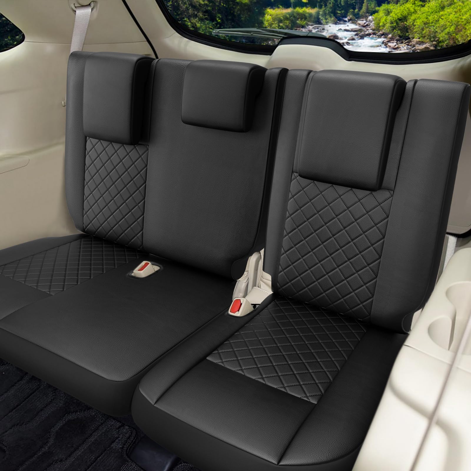 GIANT PANDA Customized Full Set Car Seat Covers Fit for Toyota Highlander 2015 2016 2017 2018 2019 LE,XLE,Limited,Hybrid Second