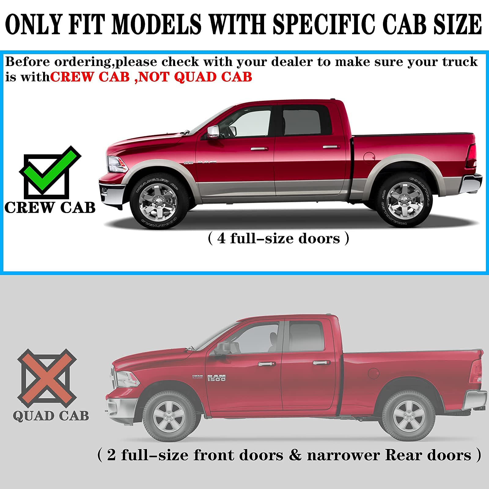 Comnova Side Steps Running Boards Compatible With 2019-2025 Dodge Ram 1500 Crew Cab New Body Style. 6.5 Inches Ram Rock Sliders Nerf Bars With Honeycomb Step Pad.