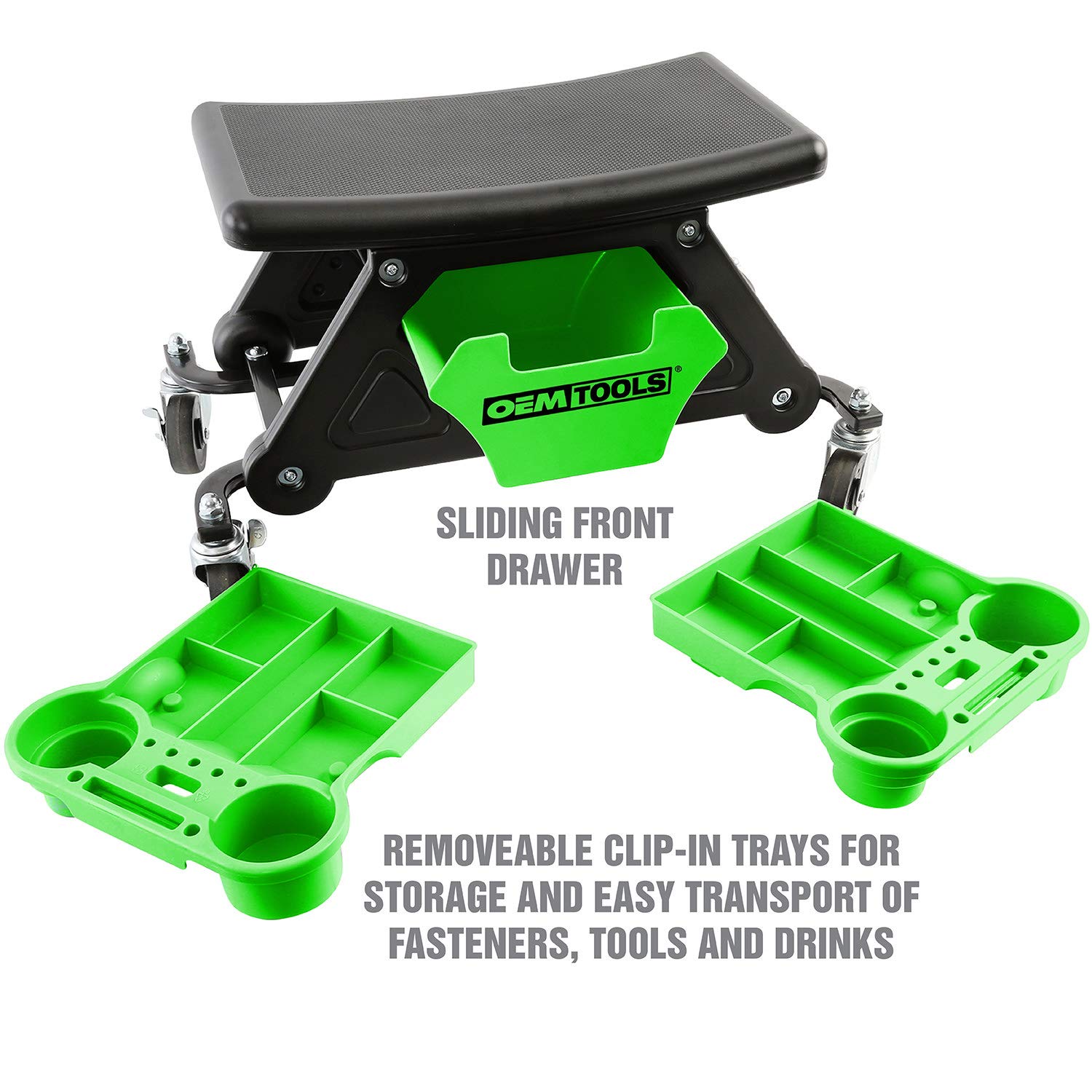 OEMTOOLS 24986 Heavy-Duty Rolling Workbench and Creeper Seat, Mechanics Stool with Wheels, Creepers, Shop Stools With Wheels, Au