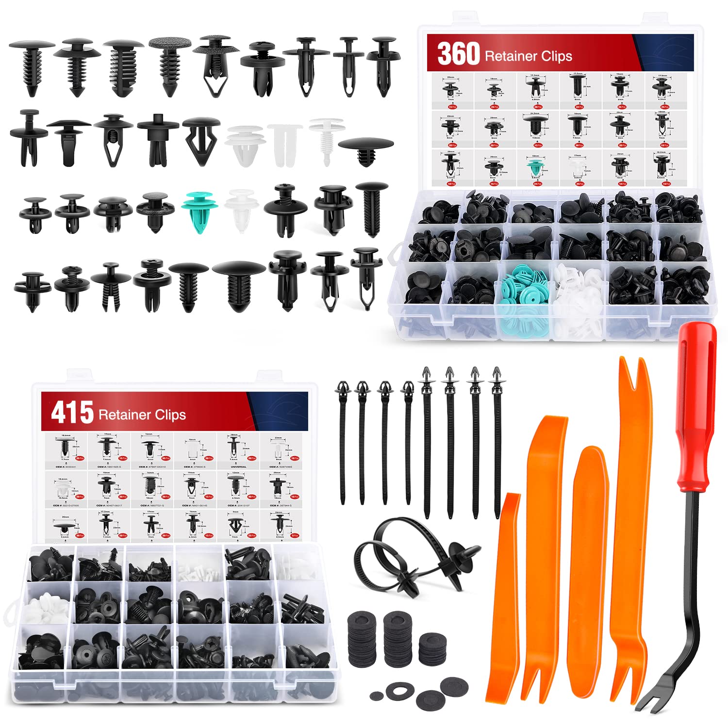 Nilight 820Pcs Car Push Retainer Clips & Auto Fasteners Assortment -36 Most Popular Nylon Bumper Fender Rivets And Fasteners Rem