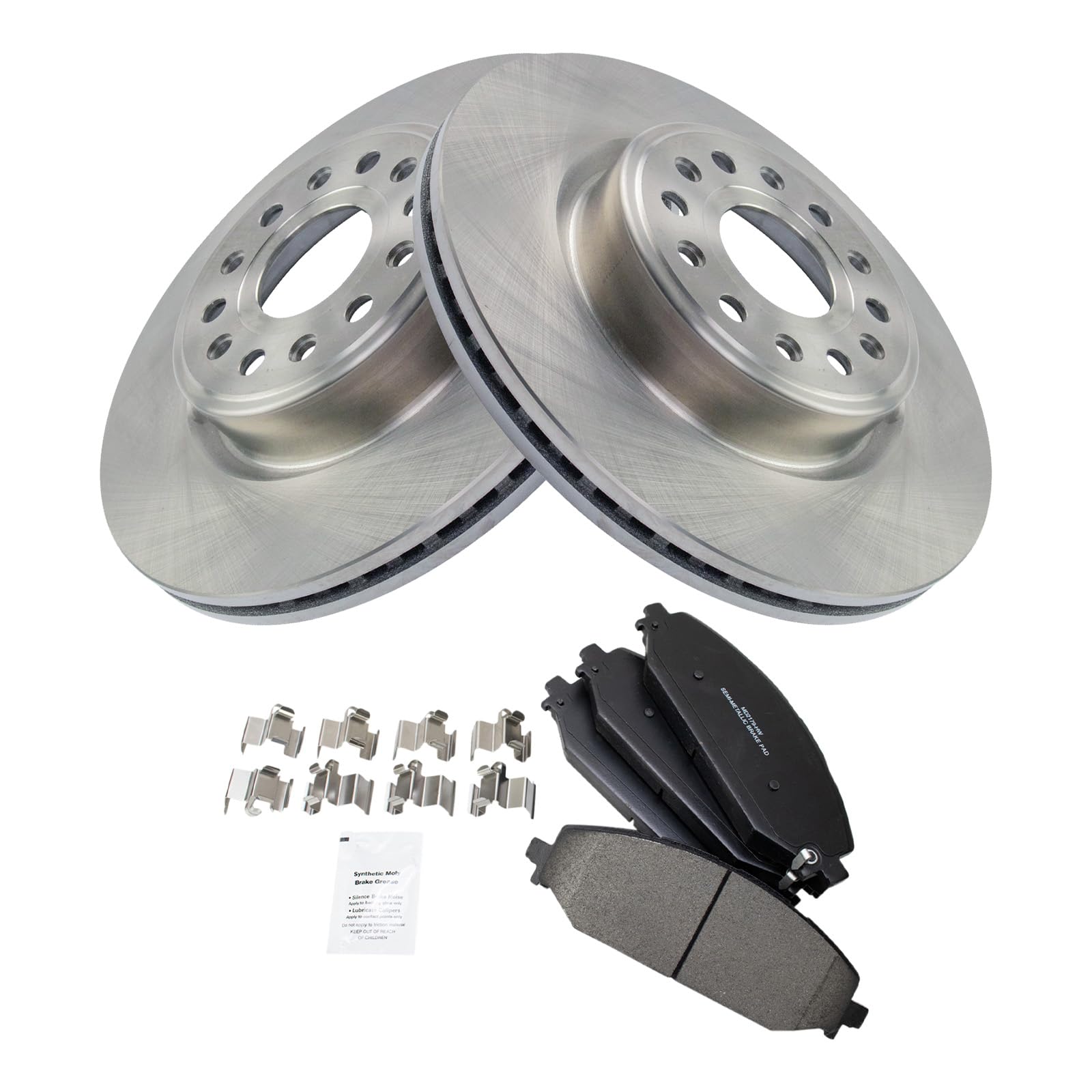 Trq Front Brake Pad & Rotor Kit Brake Pads Brake Rotor Semi-Metallic Compatible With 2019-2021 Ram 1500