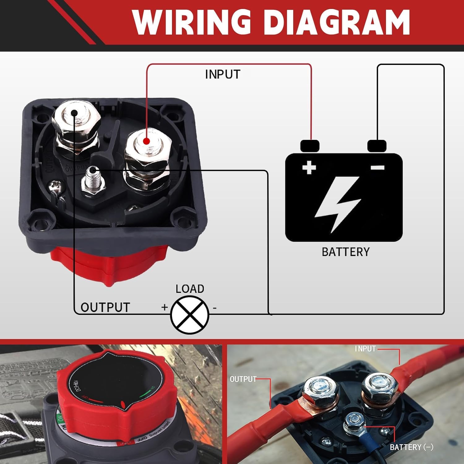 Awblin Upgrade Battery Disconnect Switch With Voltmeter, Dc 5-60V Master Isolator Cut/Shut Off Switch For Marine Boat Car Truck