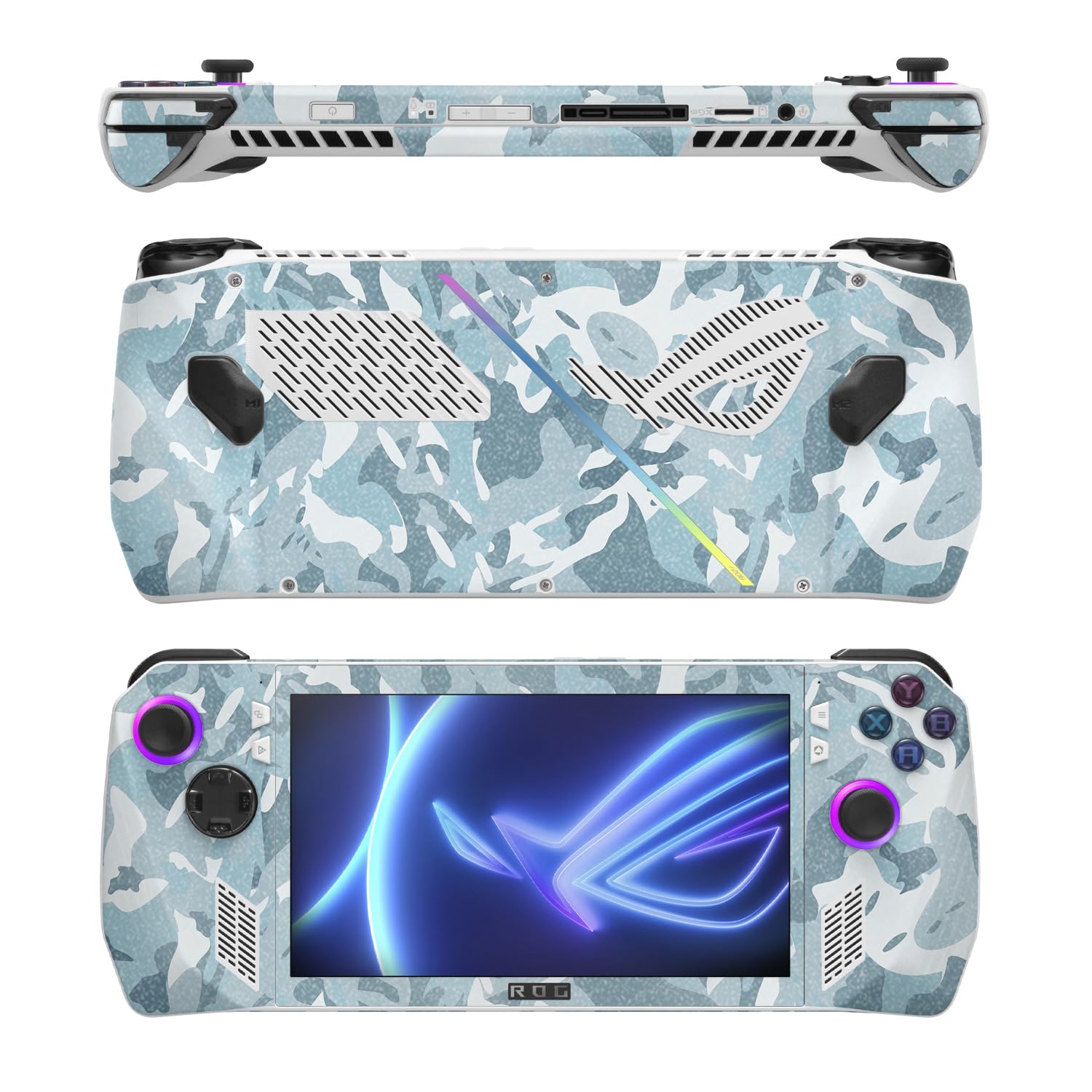 MightySkins Glossy Glitter Skin Compatible with Asus ROG Ally - Arctic Camouflage | Protective, Durable High-Gloss Glitter Finis