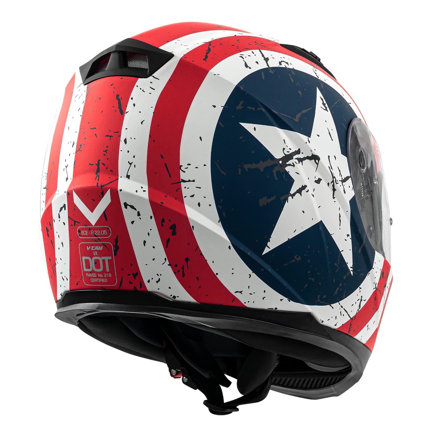 Vcan Vx Lightweight Full Face Motorcycle Street Bike Helmet With Extra Tinted Visor Dot Approved (Rebel Star, Medium)