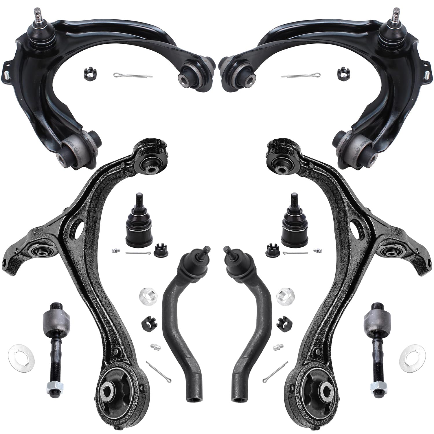 Detroit Axle - 10PC Front Upper Lower Control Arms w/Ball Joints, Inner and Outer Tie Rods Replacement for 2004-2008 Acura TSX -