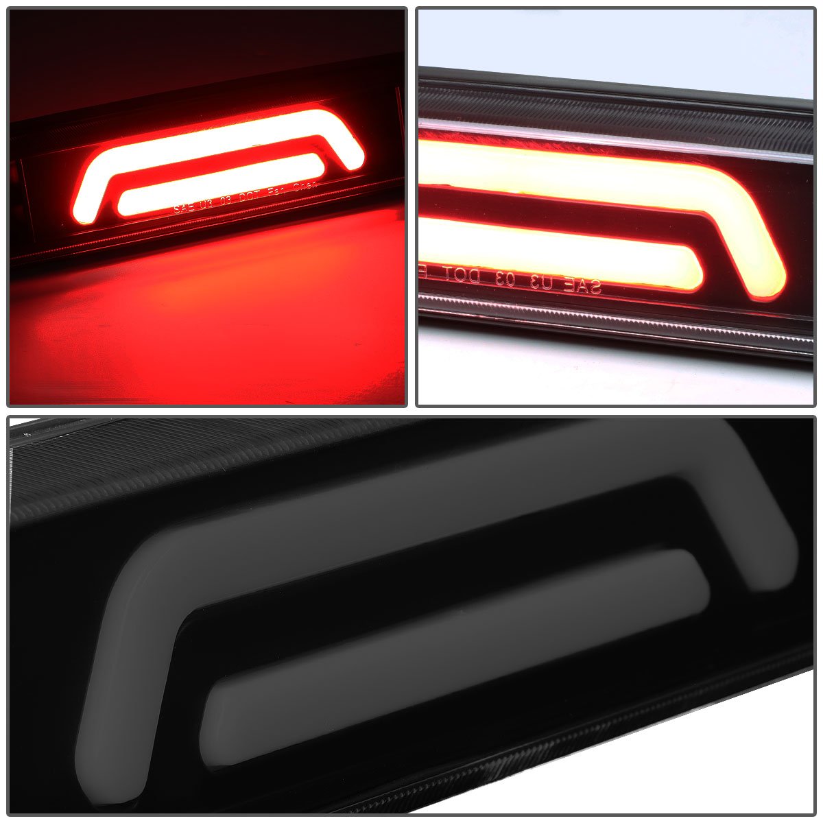 Dna Motoring 3Bl-Fspran99-3D-Led-Bk-Sm Black Housing 3D Led Third Tail Brake Light [Compatible With 93-11 Ranger / 99-16 F250 -F