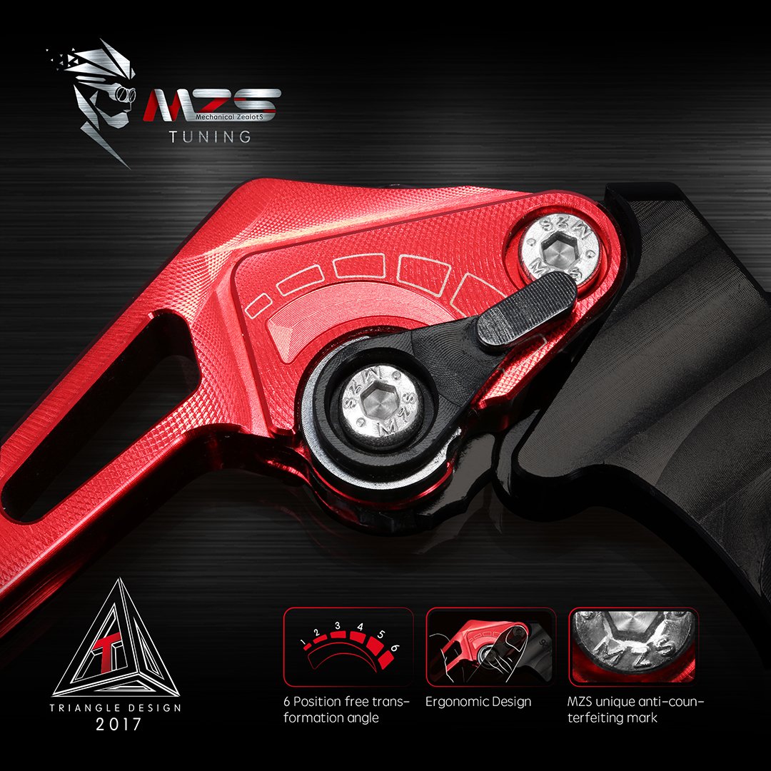 Mzs Motorcycle Clutch Brake Levers Short Adjustable Cnc Red Compatible With Cbr 600 F2 F3 F4 F4I / Vtx1300 / Cb750 / Magna 750 /