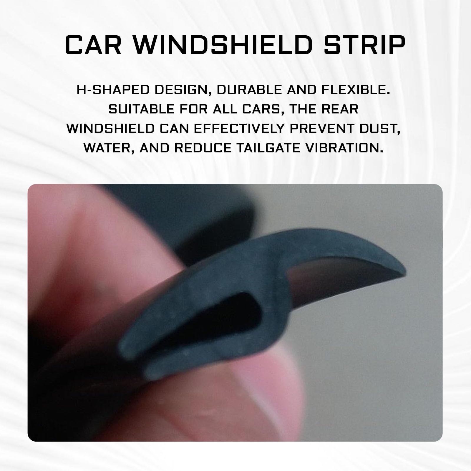 Llii 1.7M/ 5.6Ft Windshield Cowl Molding Rubber Seal Trim Strip, Weather Windshield Panel Sealed Stripping Seal Strips, Black Wi