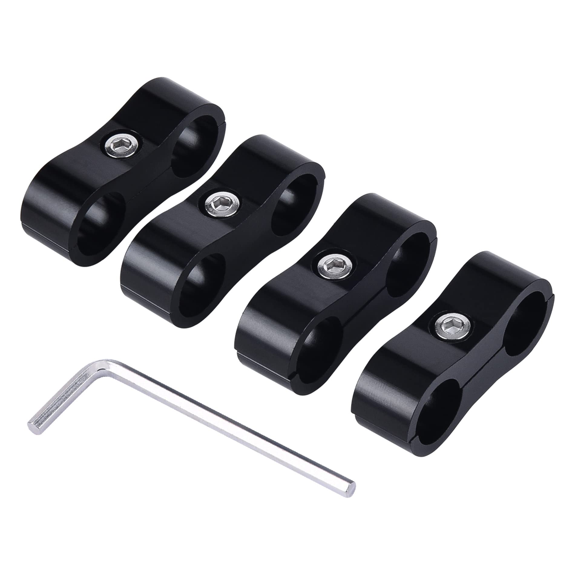 Evil Energy 10An Hose Separator Clamp, An10 Fuel Line Mounting Clamp Aluminum Black 4Pcs