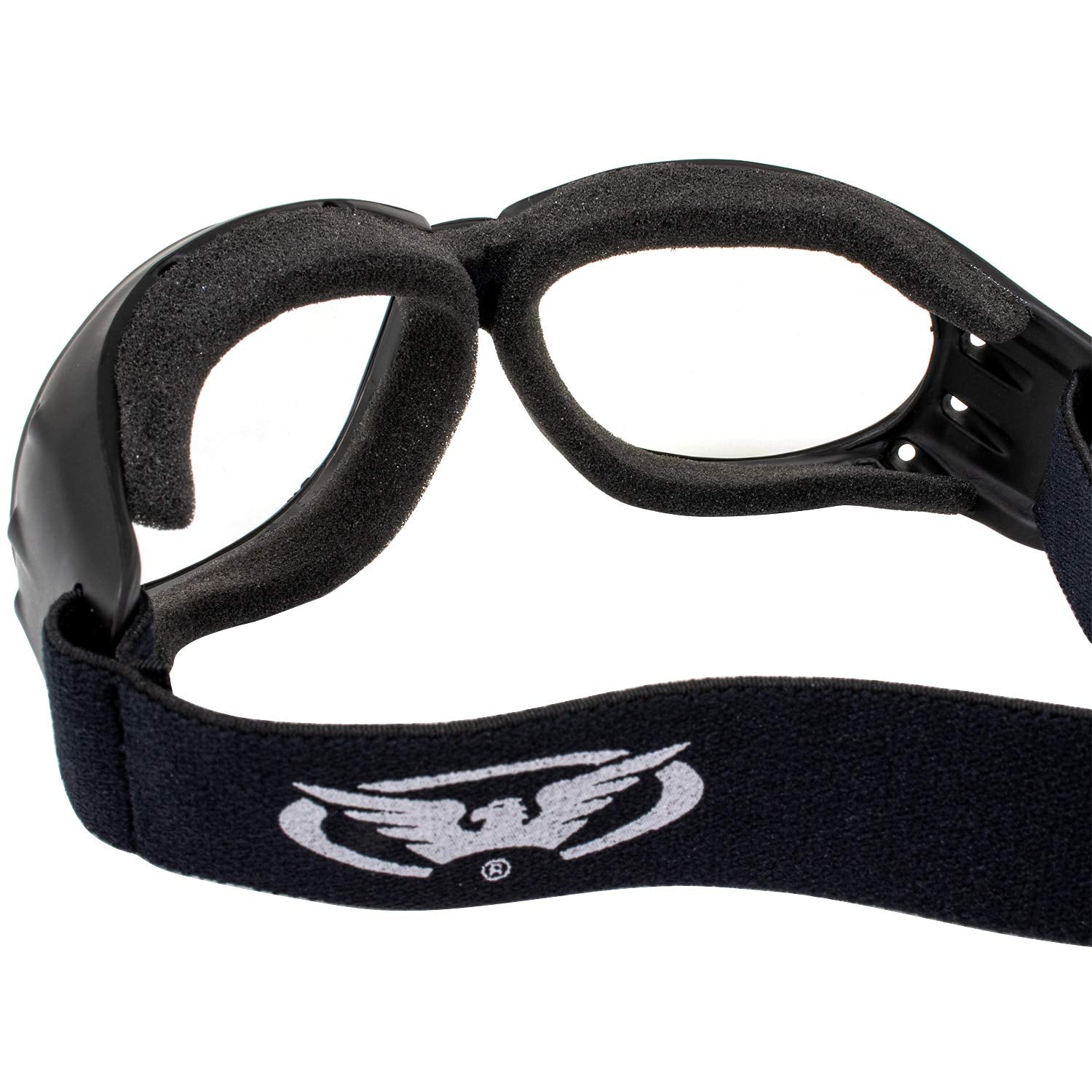 Global Vision Eliminator Deluxe Red Baron Style Padded Anti-Fog Motorcycle Goggles Black Frames (Clear And Smoke)