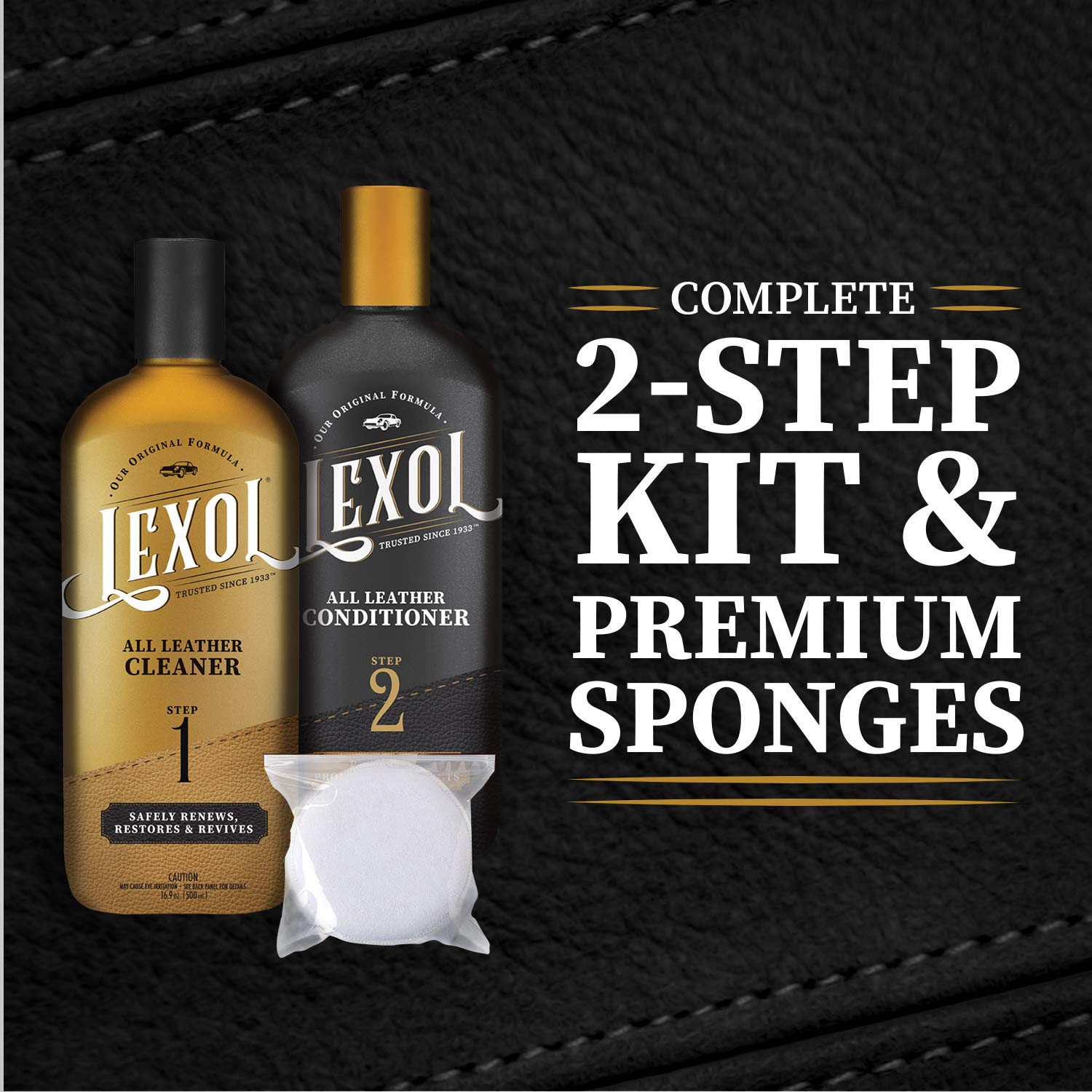 Lexol All Leather Cleaner and Conditioner Kit for Car Seats and Interiors, Couches and Furniture, Shoes and Boots, Baseball Glov