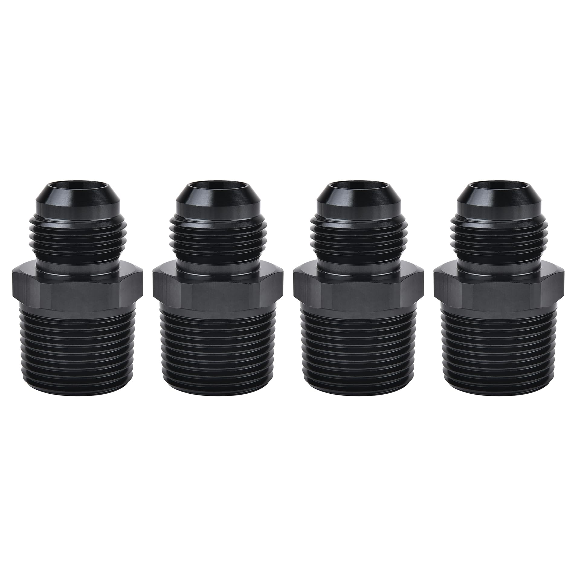 EVIL ENERGY 10AN Male Flare to 3/4'' NPT Pipe Fitting Adapter Aluminum Straight Black 4PCS