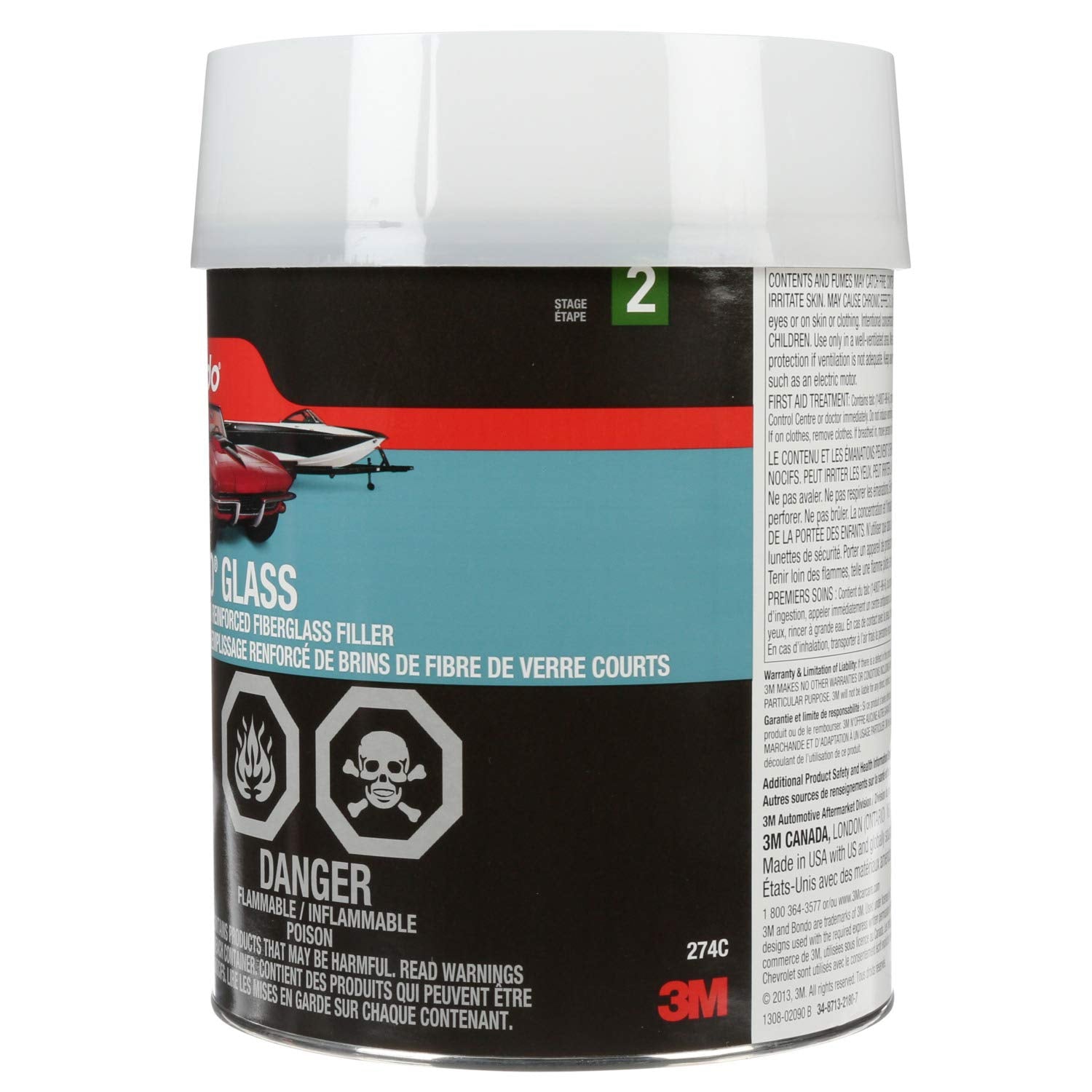 Bondo Bondo-Glass Reinforced Filler, 1 Gallon, White, Model 274, Ideal for Durable Repairs