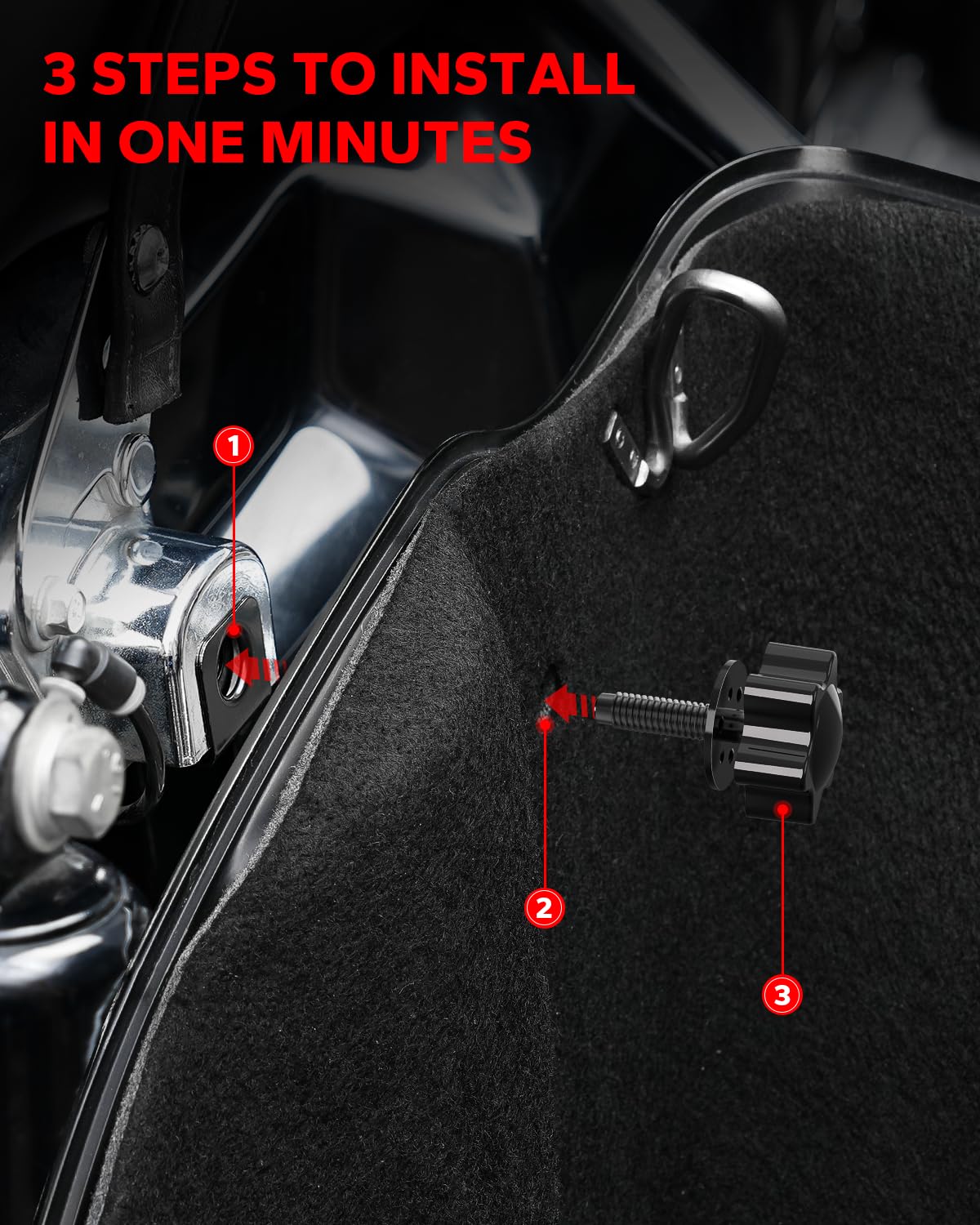 Amazicha Saddlebag Locks - Upgraded Theft Deterrent Bolts for Harley Davidson Touring Models, Black, One Size, Metal